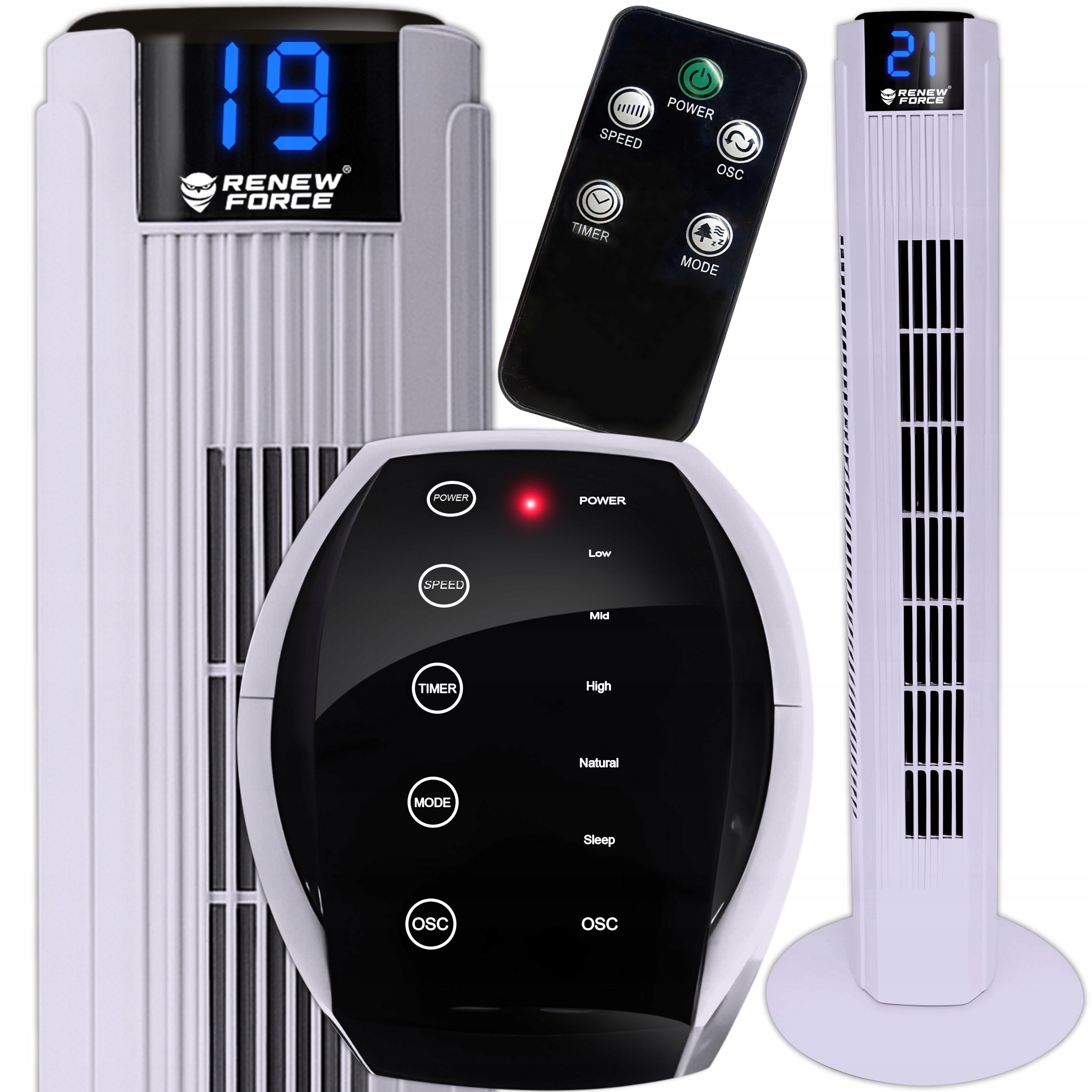 COLUMN FAN LARGE FLOOR FAN VERTICAL TIMER OSCILLATION REMOTE CONTROL