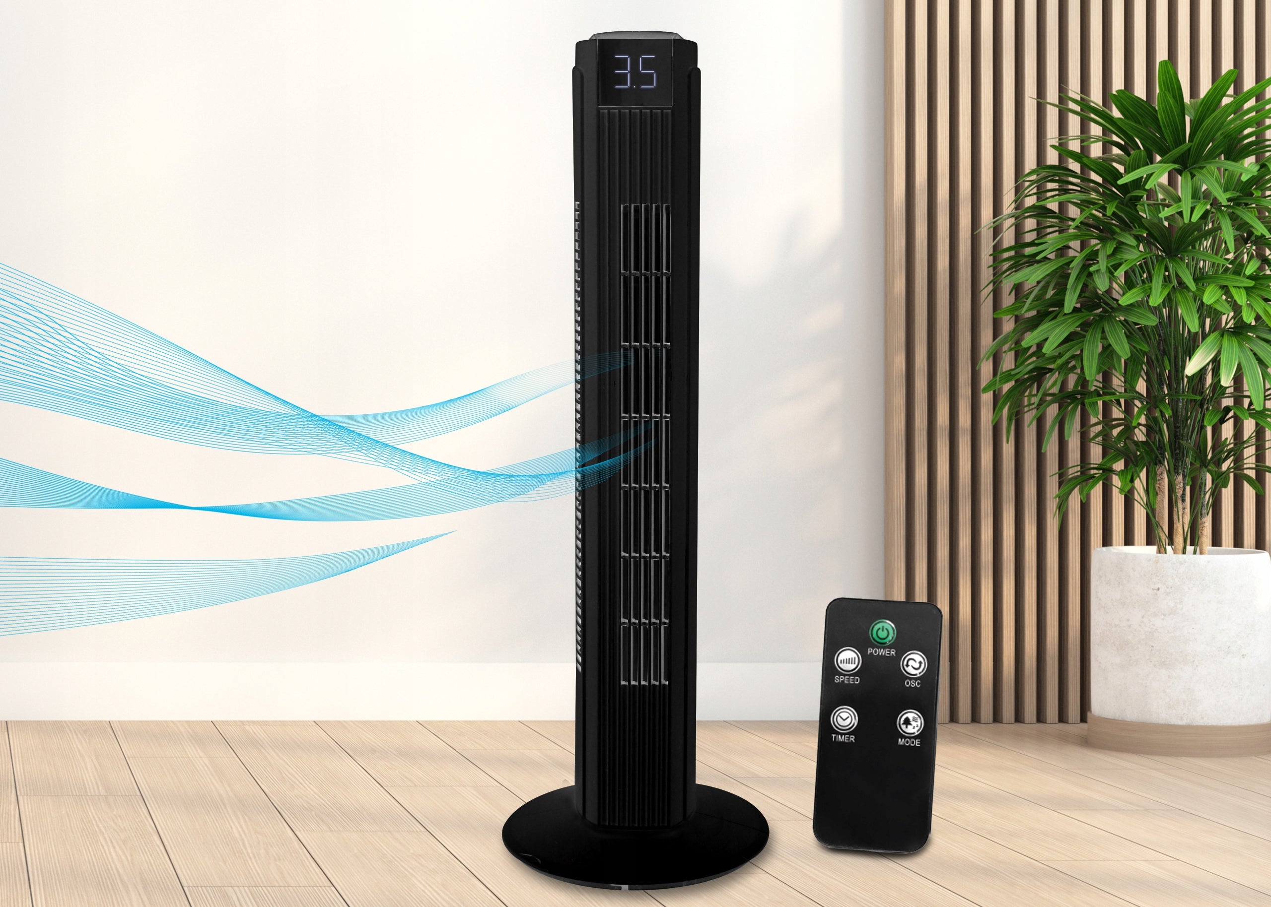 COLUMN FAN QUIET 27db FAN STANDING REMOTE CONTROL IONIZATION RANGE 12M Power supply mains