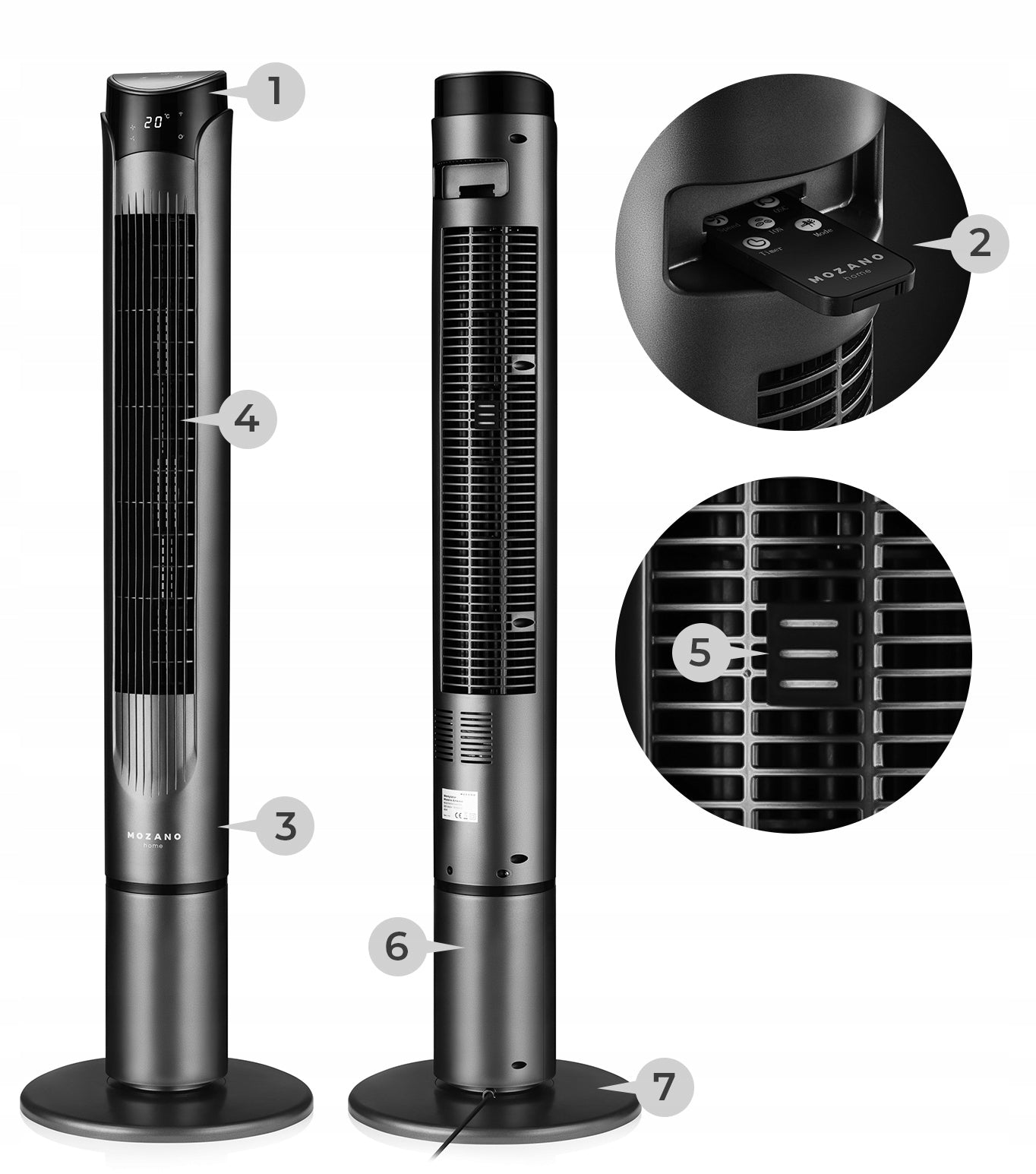 COLUMN FAN QUIET FAN AROMA + IONIZATION + WIFI RANGE 10M XXL Brand Mozano