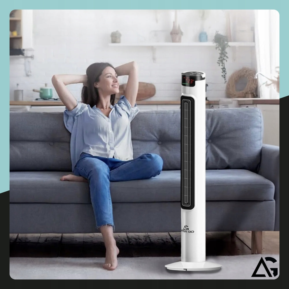 COLUMN FAN STANDING FLOOR LARGE WINDMILL TIMER QUIET PILOT 98cm Brand ARSA GO