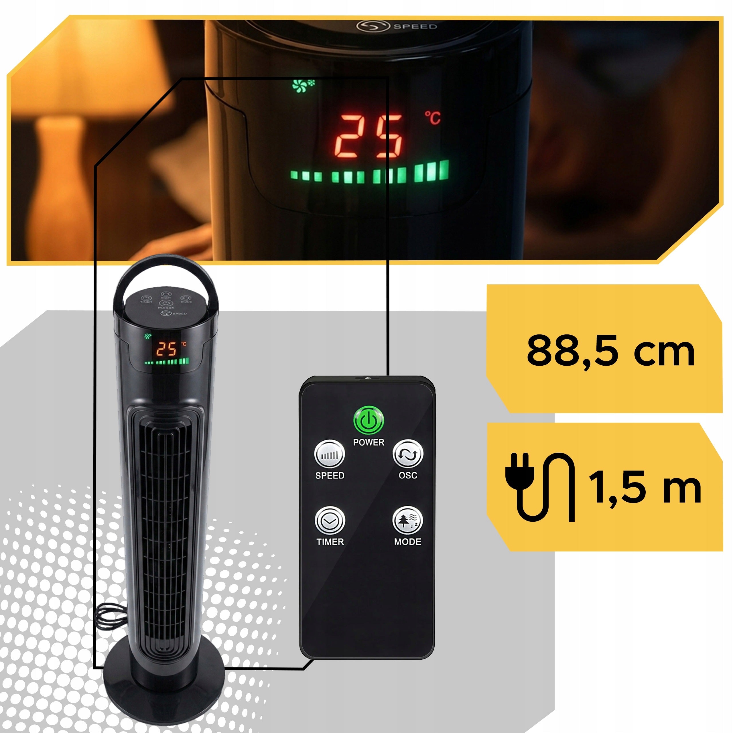 COLUMN FAN VERTICAL ROOM QUIET REMOTE CONTROL TIMER OSCILLATION 88CM 45W Brand no brand