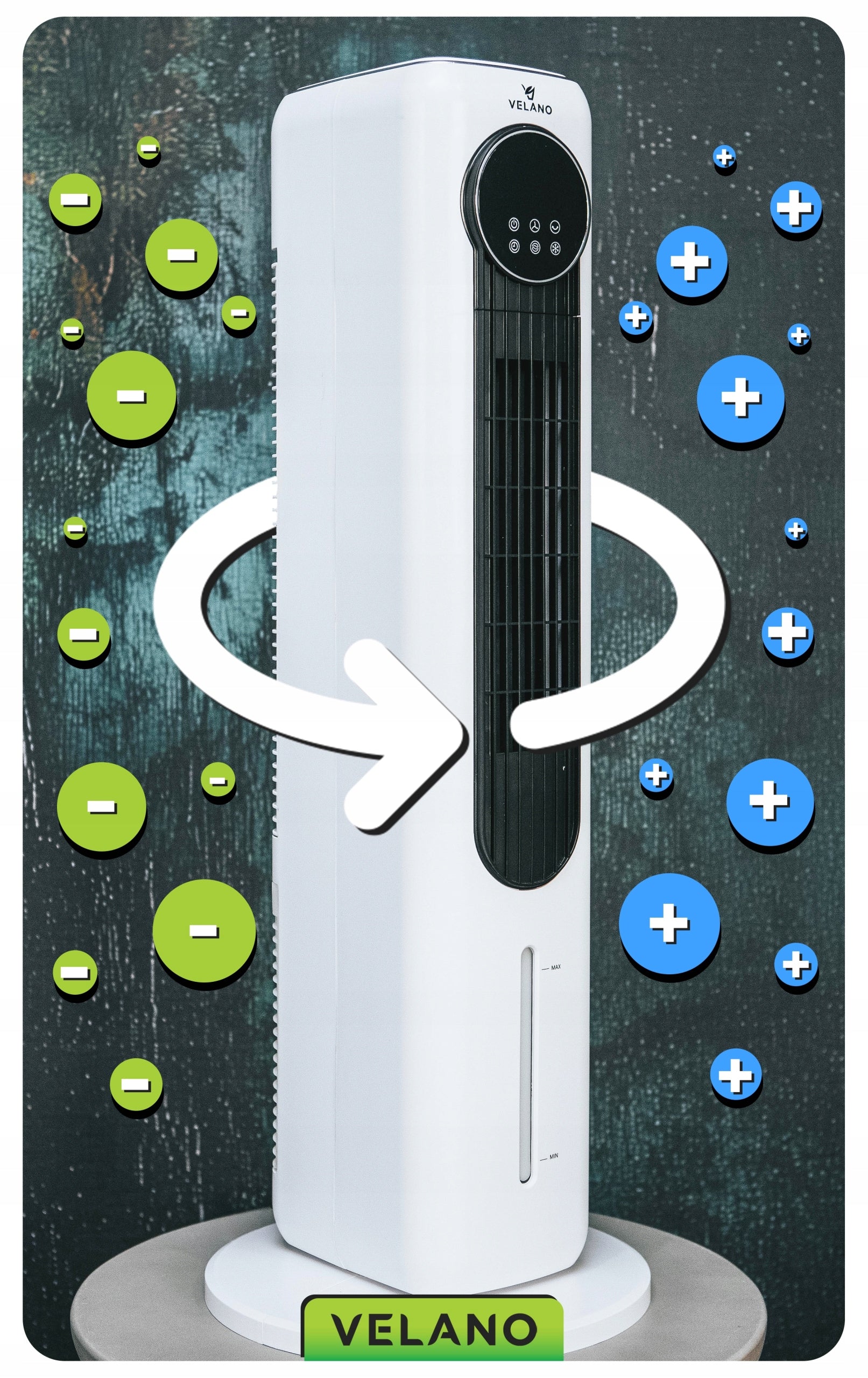 COLUMN FAN WATER FLOOR IONIZATION OSCILLATION DISPLAY REMOTE CONTROL Dominant color white