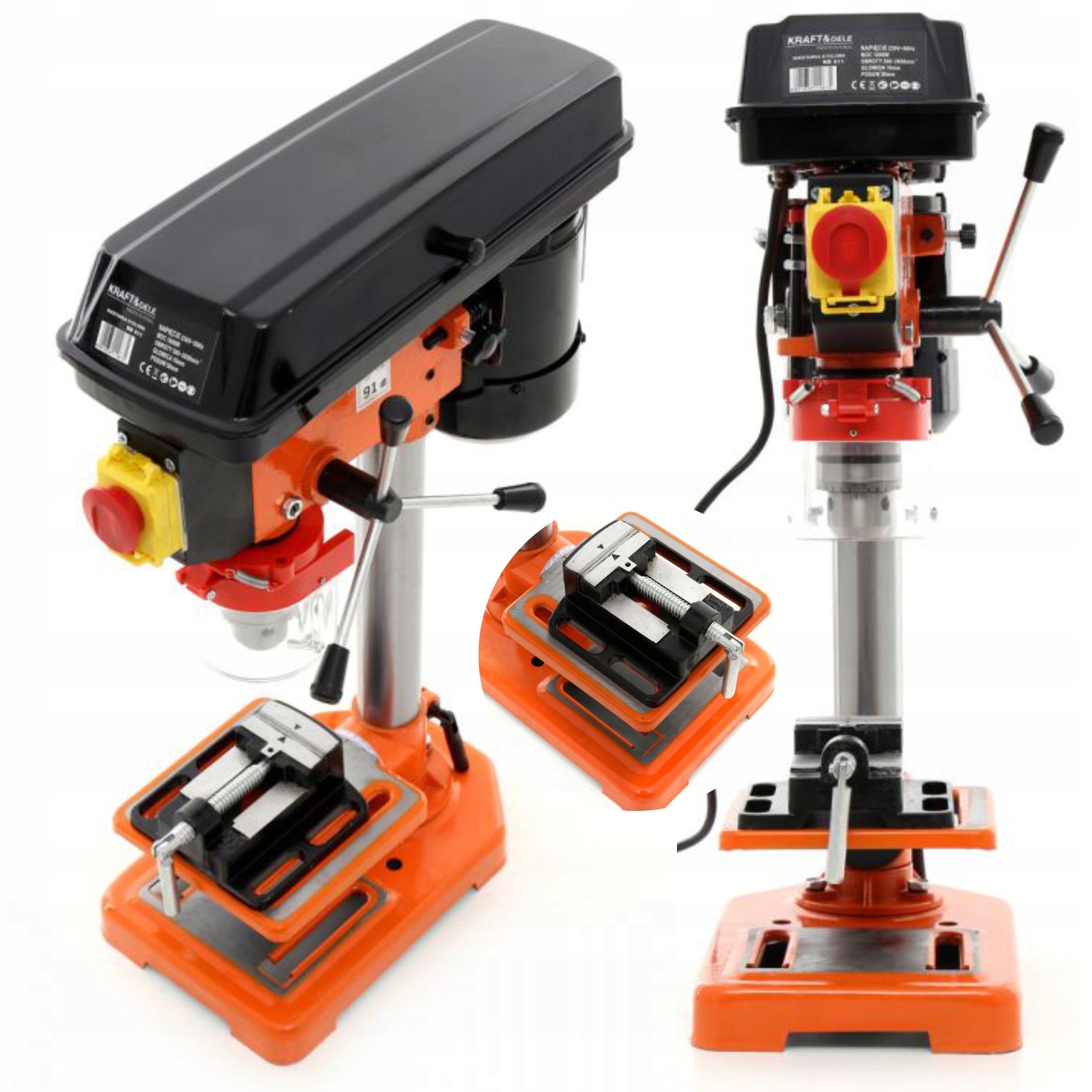 COLUMN POLE TABLE DRILL 1600W 16MM 2650RPM FEED 50CM + VICE