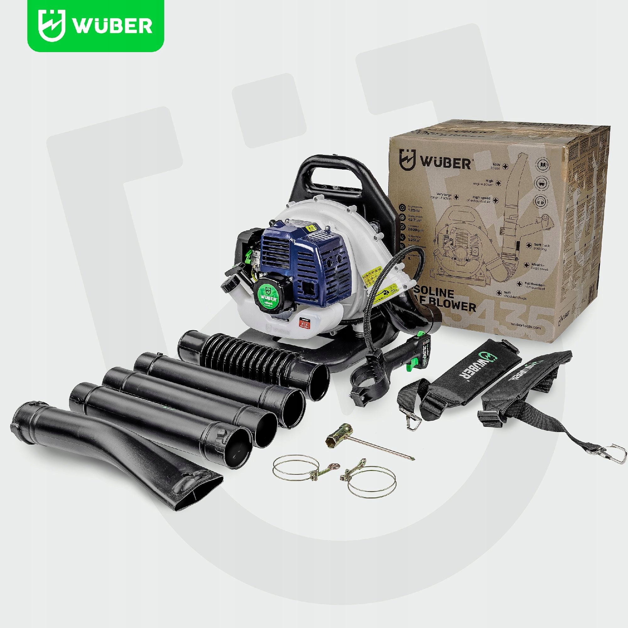 COMBUSTION BACKPACK BLOWER 330 km/h FOR GARDEN GRASS LEAVES STRONG 720m3/h Brand Wuber