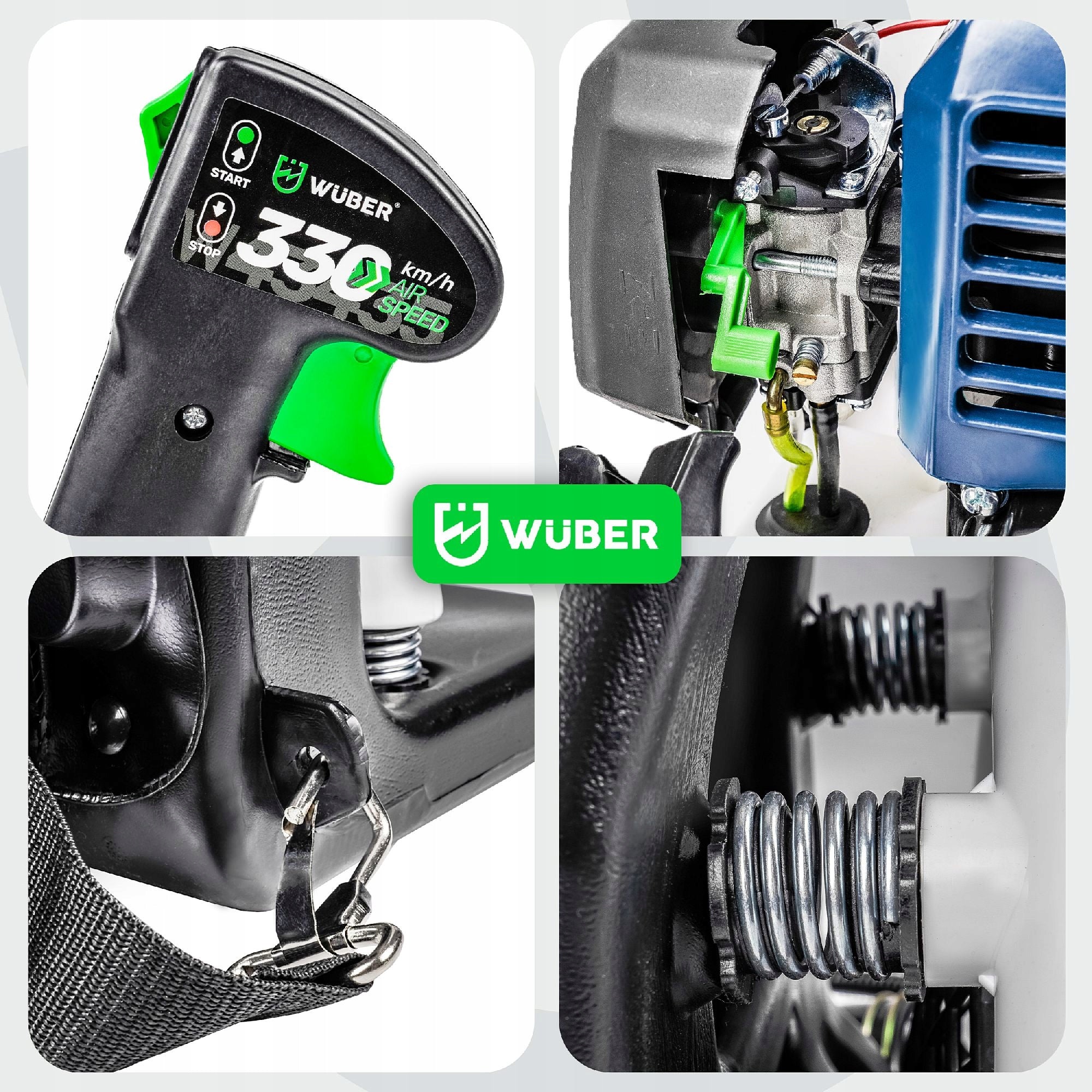 COMBUSTION BACKPACK BLOWER 330 km/h FOR GARDEN GRASS LEAVES STRONG 720m3/h Output 720 m3/min