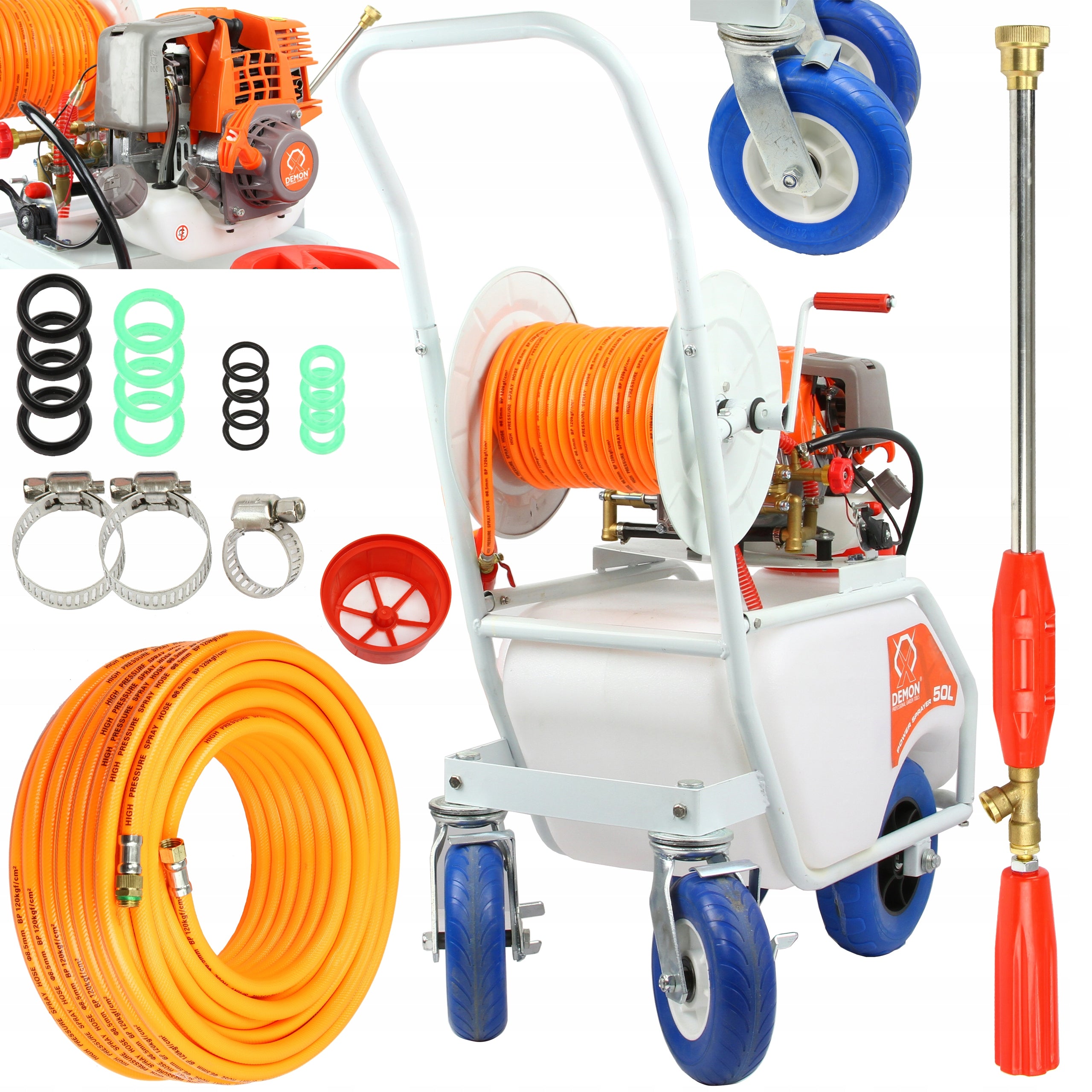 COMBUSTION PRESSURE SPRAYER WHEELBARROW GARDEN SPRAYER 50L