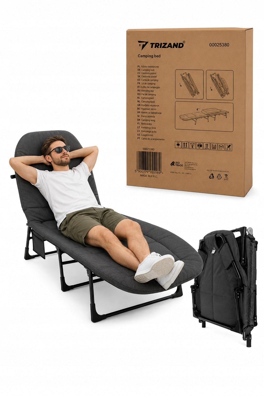COMFORTABLE TRAVEL BED FOLDING FIELD LOUNGER CANADIAN WITH MATTRESS 150KG