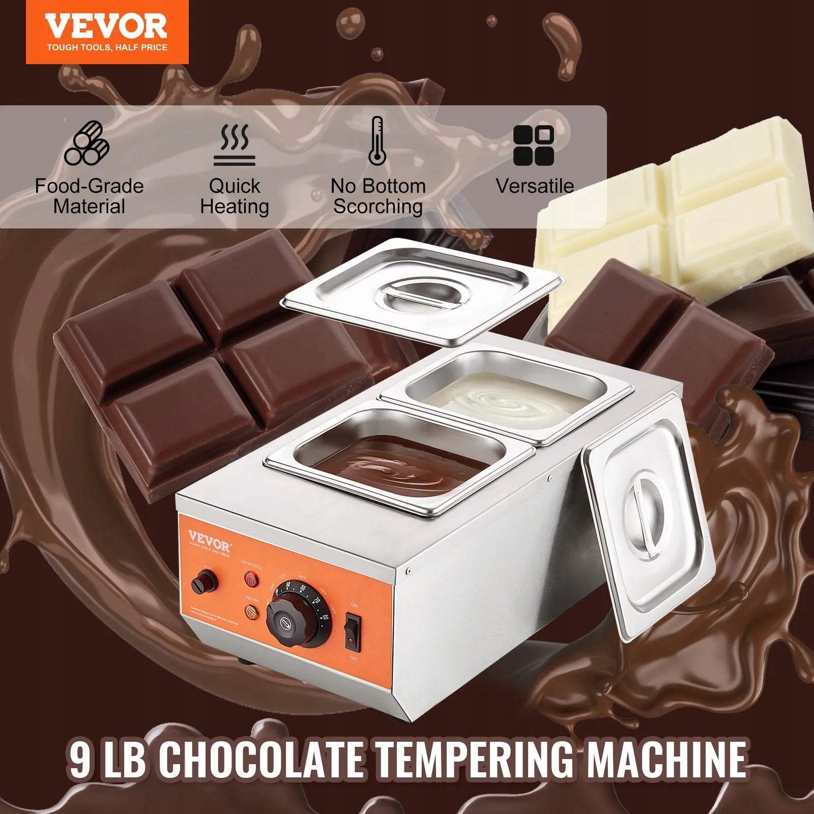COMMERCIAL ELECTRIC CHOCOLATE DISSOLVING POT HEATER 2X3,5L Packaging status original