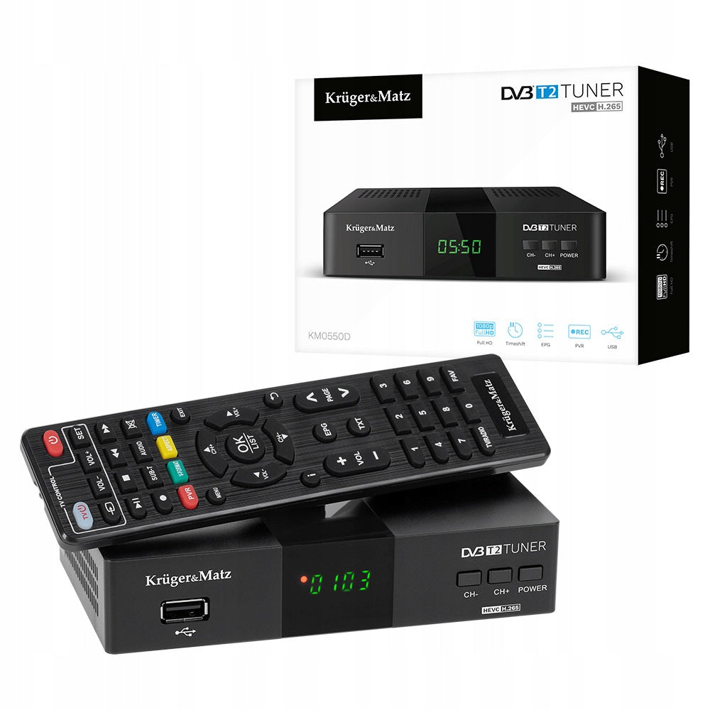 COMPACT TV RECEIVER DVB-T2 TUNER FOR TV RECEPTION REMOTE CONTROL
