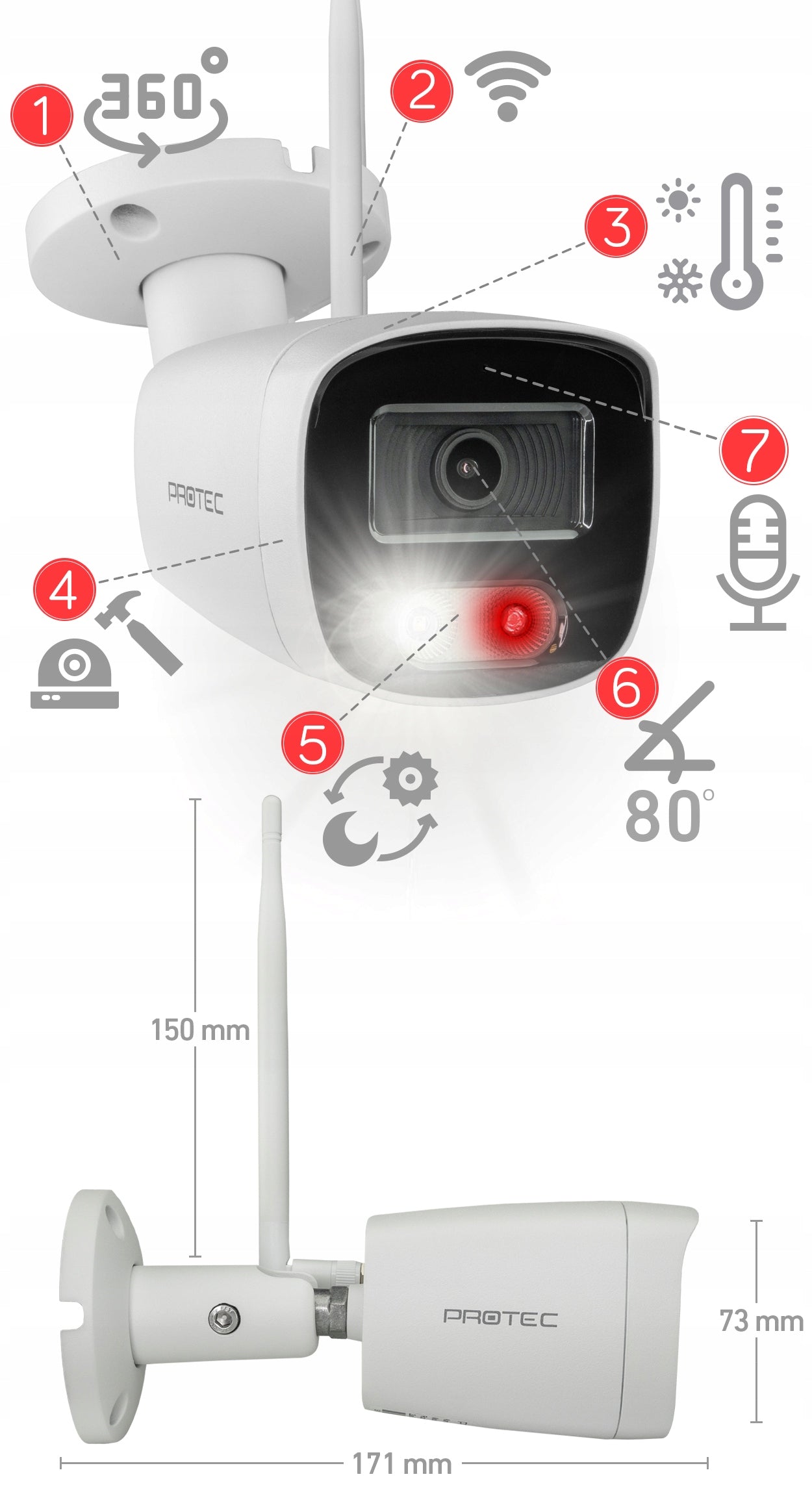COMPLETE MONITORING 4 CAMERAS 8Mpx 4K WiFi light white IR audio Brand Protec