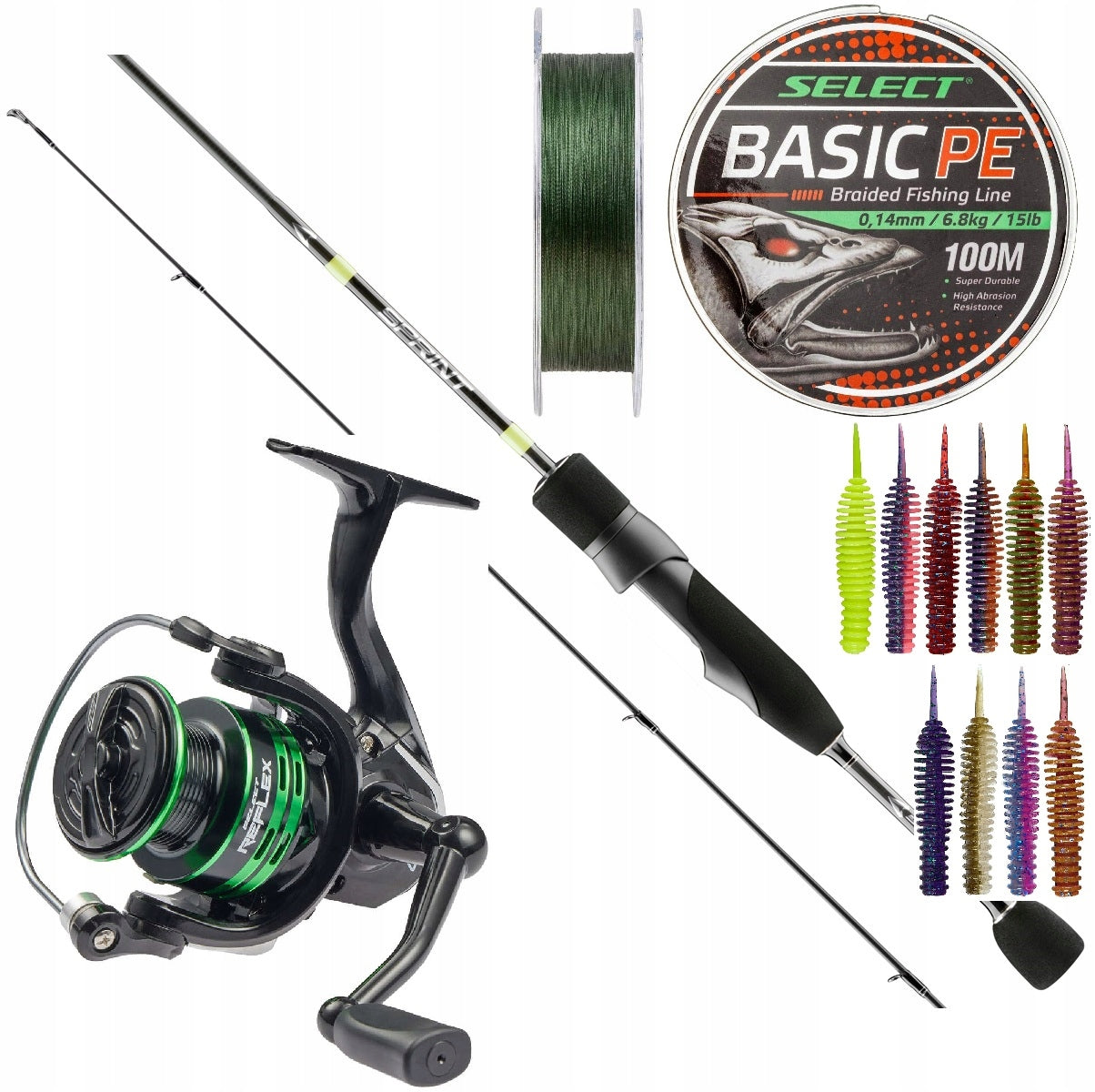 COMPLETE SET FOR PERCH SELECT SPRINT 186/3,5 REEL BRAIDED RUBBER