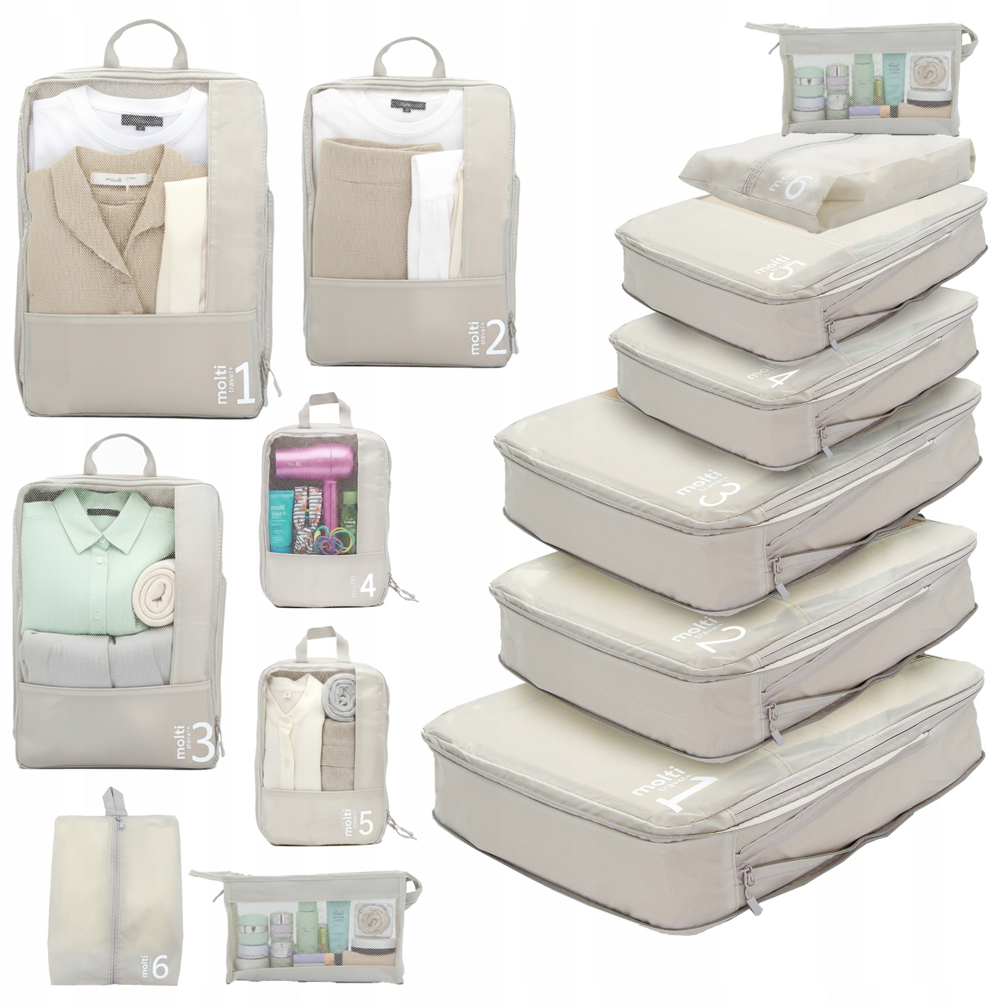 COMPRESSION ORGANIZER Travel Set for Packing Suitcase Bags 7 Pieces