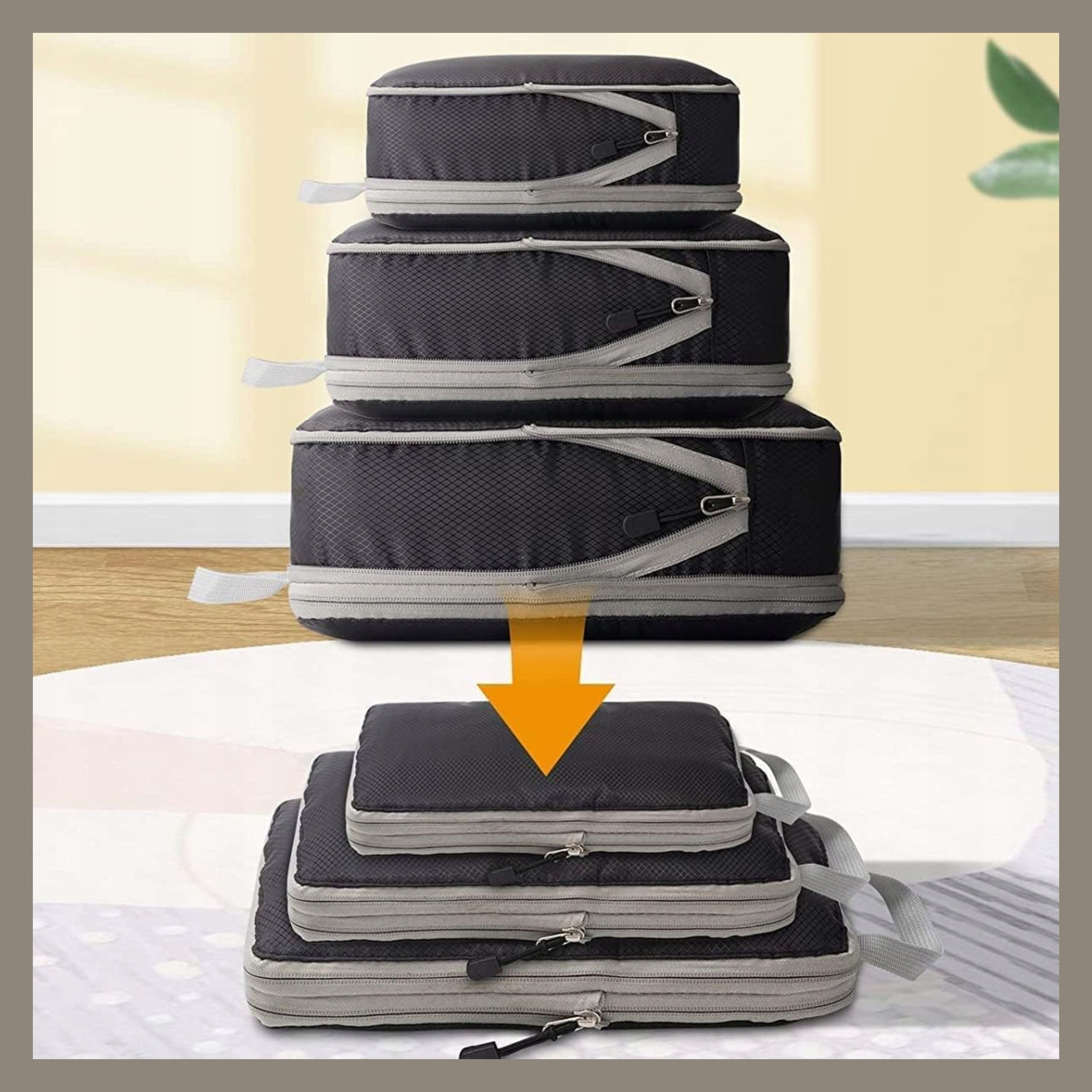 COMPRESSION ORGANIZER for Packing Suitcases Travel Bags Set of 3 Color black