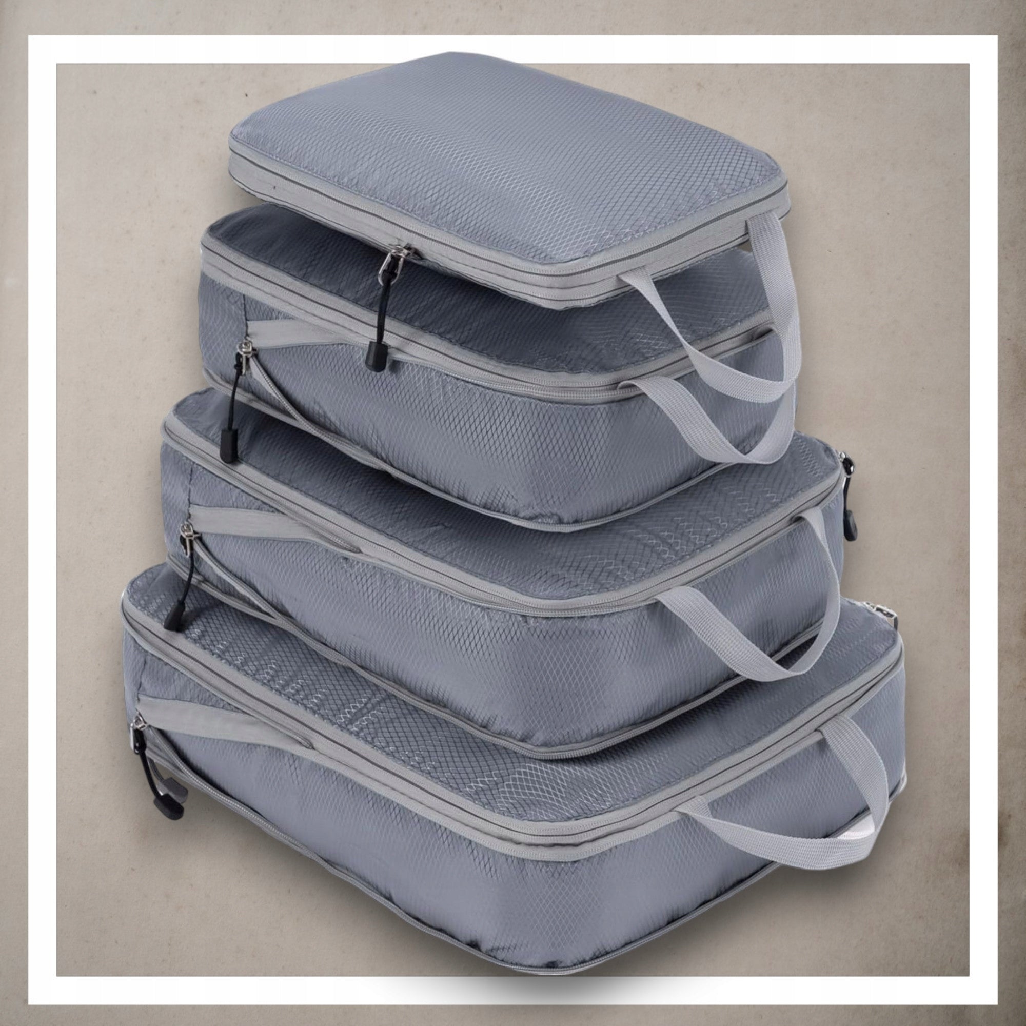 COMPRESSION ORGANIZER for Packing Suitcases Travel Bags Set of 3 Color gray
