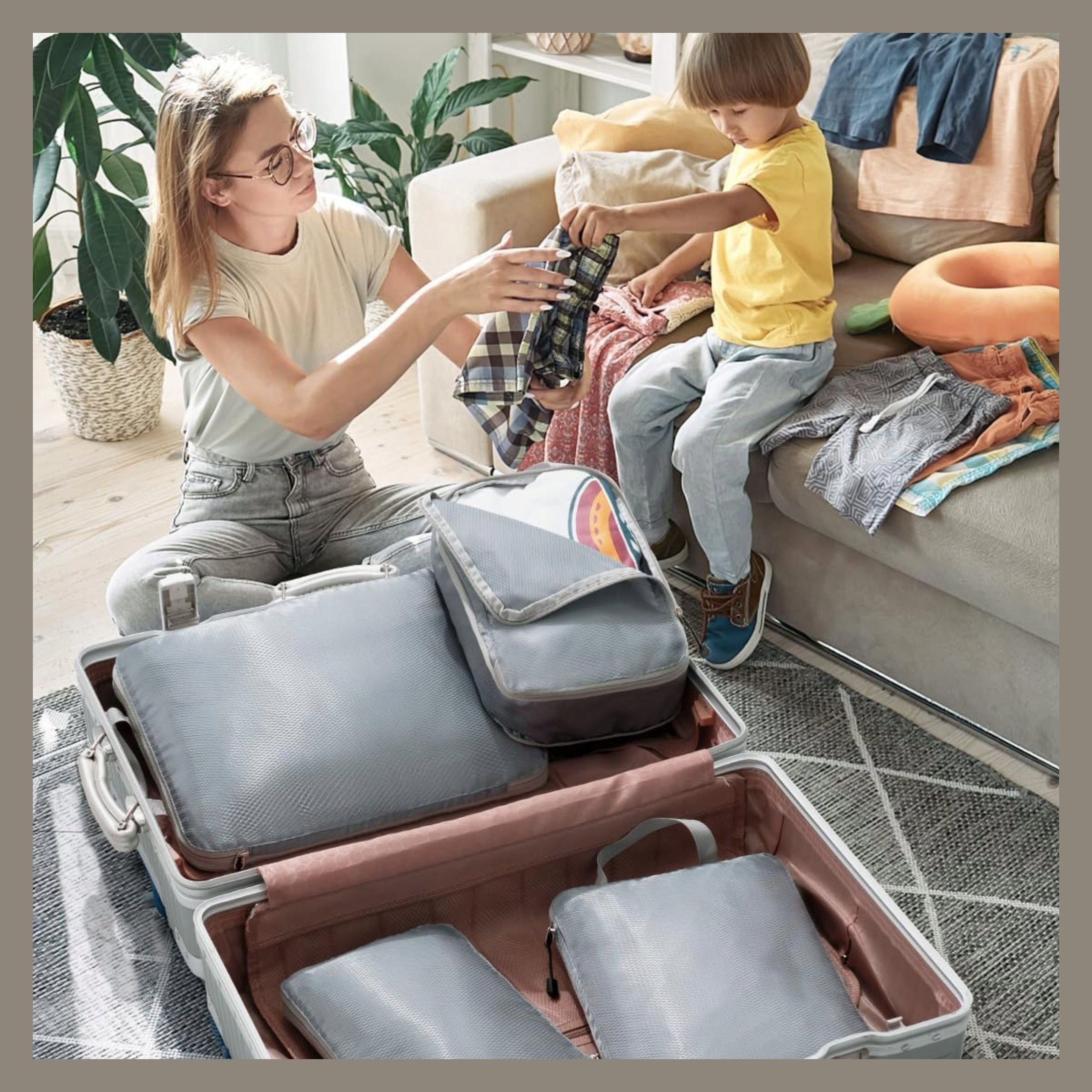 COMPRESSION ORGANIZER for Packing Suitcases Travel Bags Set of 3 Packaging status original