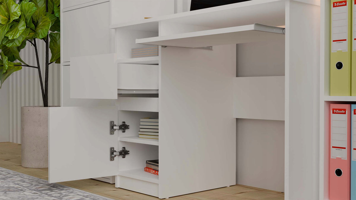 COMPUTER DESK PORTO LEFT WHITE DRAWER CABINET SHELF 98,5x75X51 CM Manufacturer code PORTO LEWE BIEL KPL
