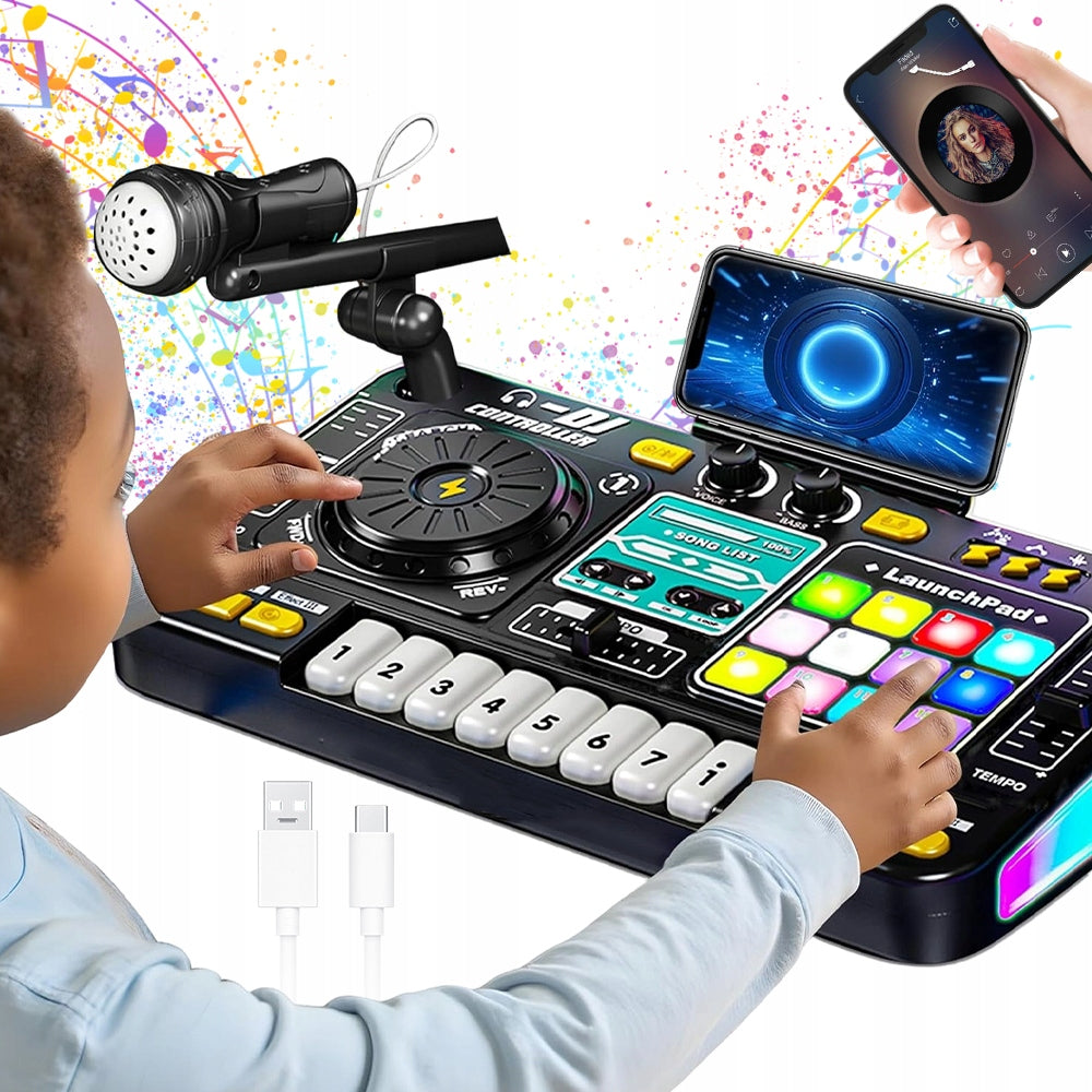 CONSOLE DJ TOY MIXER FOR CHILDREN WITH MICROPHONE PIANO LED BLUETOOTH