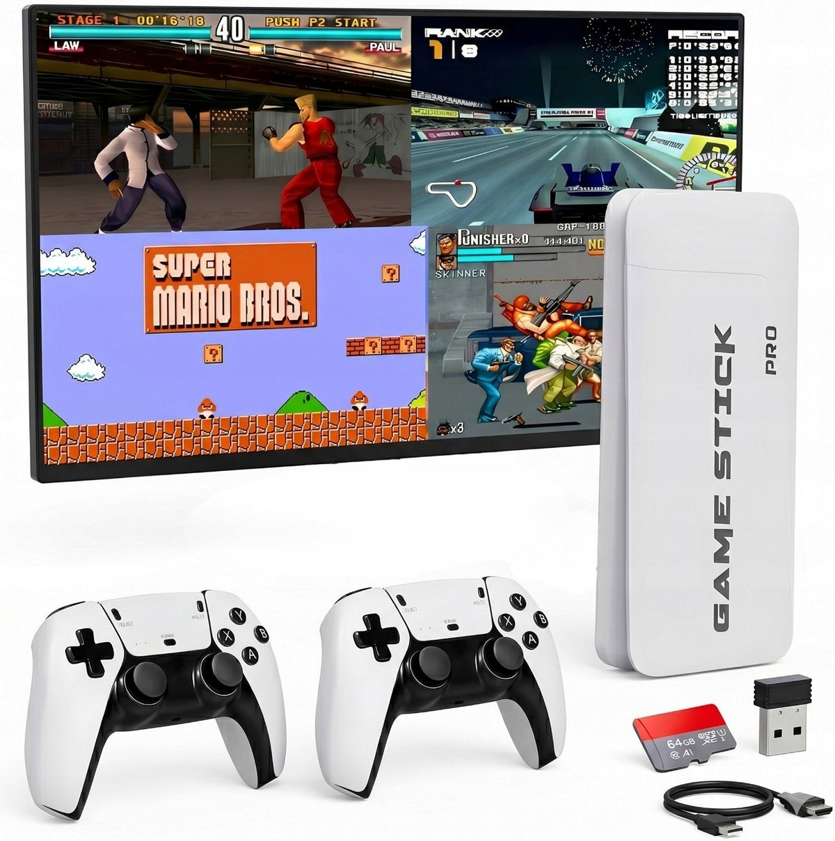 CONSOLE RETRO TV GAME HDMI 15 EMULATORS 20000 GAMES 2 PADS 64GB