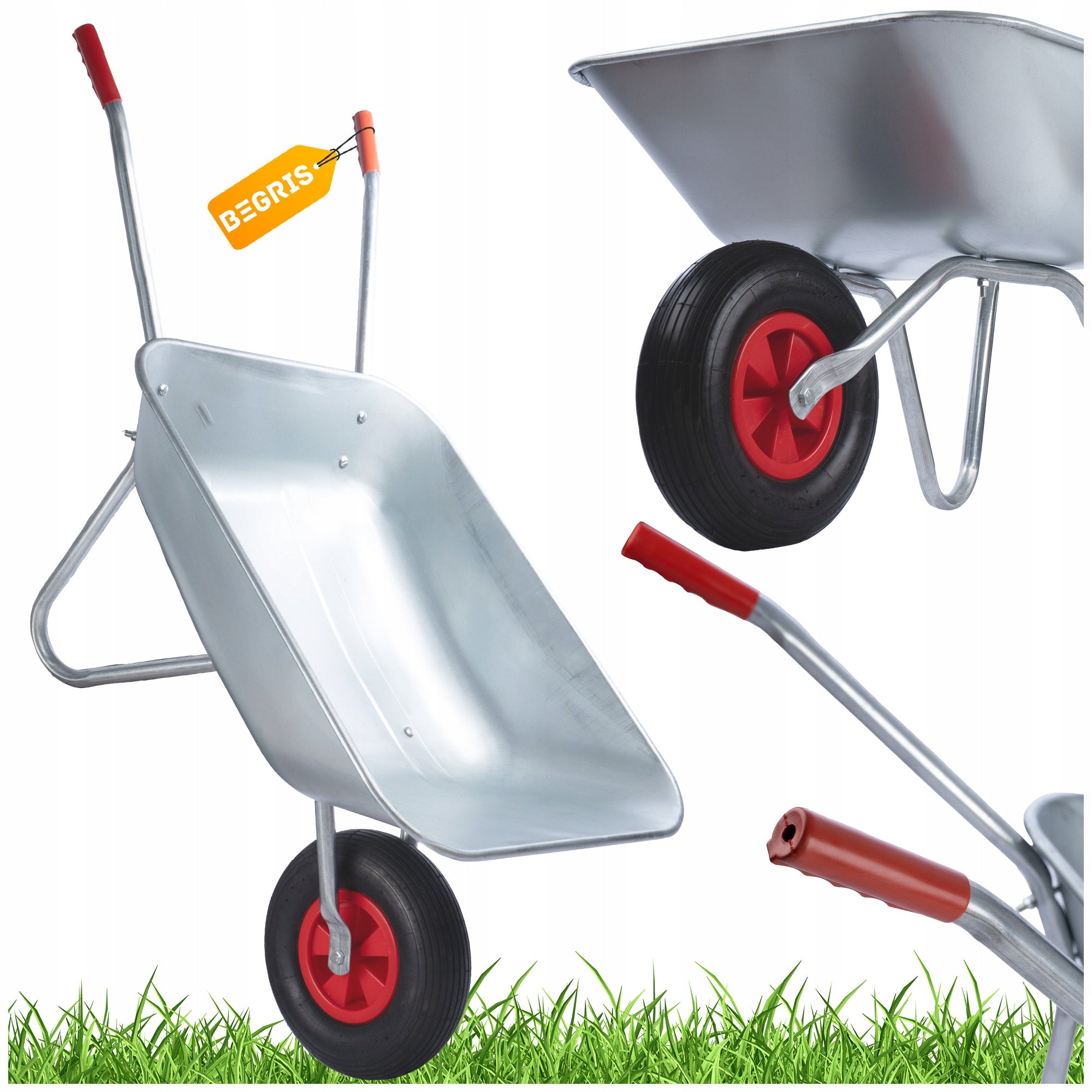 CONSTRUCTION GARDEN WHEELBARROW STRONG GALVANIZED GARDEN CART 120L LIGHTWEIGHT WHEELBARROW