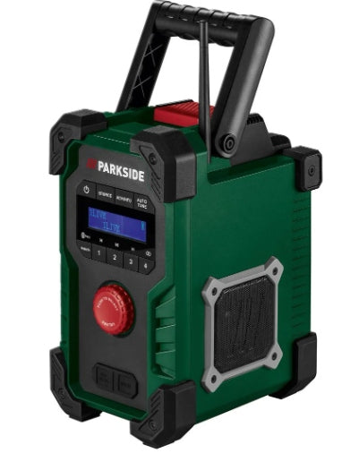 CONSTRUCTION RADIO PARKSIDE PBR 10W USB AUX BT DAB+ FM , 220V 12V 20V POWER SUPPLY