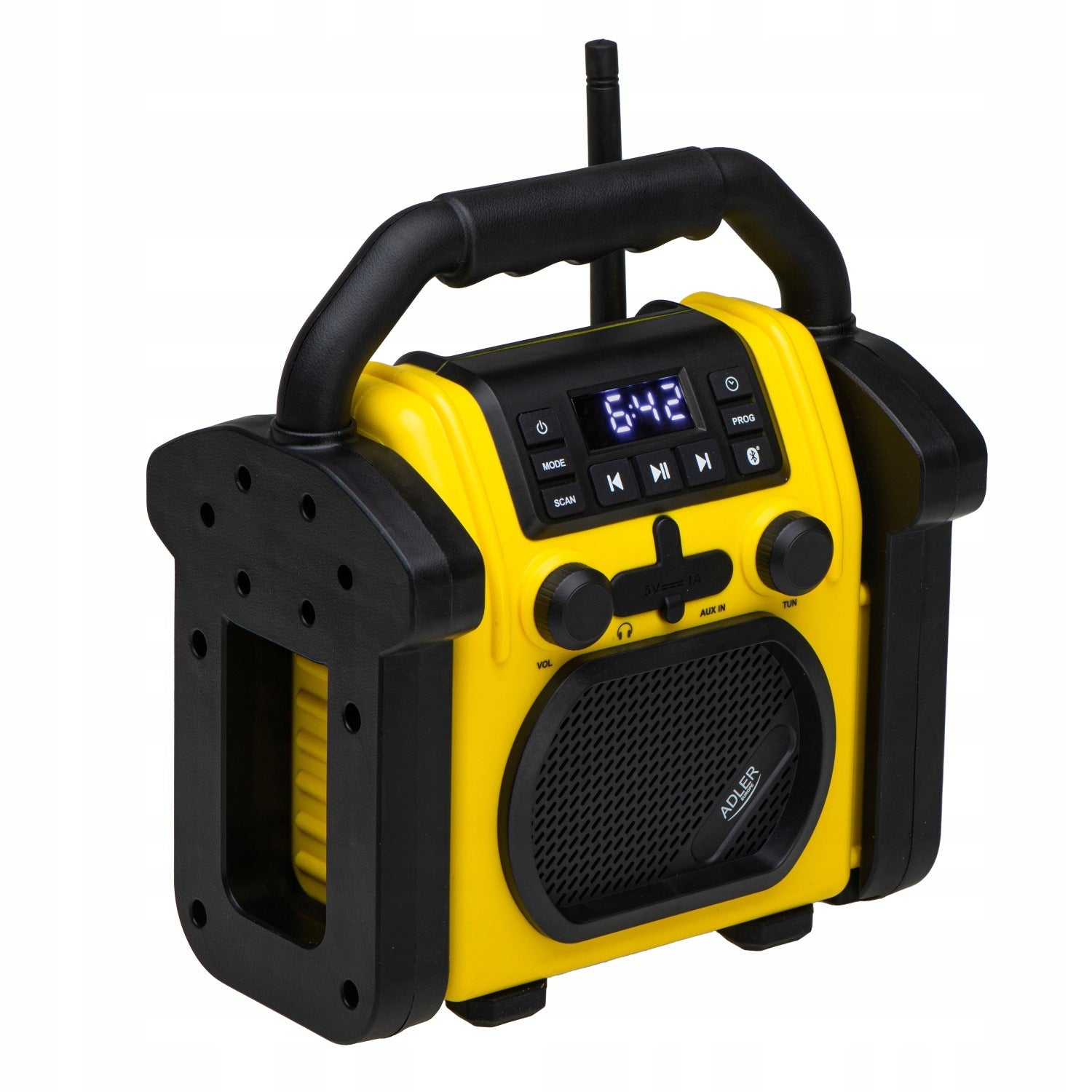 CONSTRUCTION RADIO PORTABLE BLUETOOTH SPEAKER IPX54 BATTERIES + NETWORK CHARGER Manufacturer code Radio Przenośne Budowlane Bluetooth FM AD1911