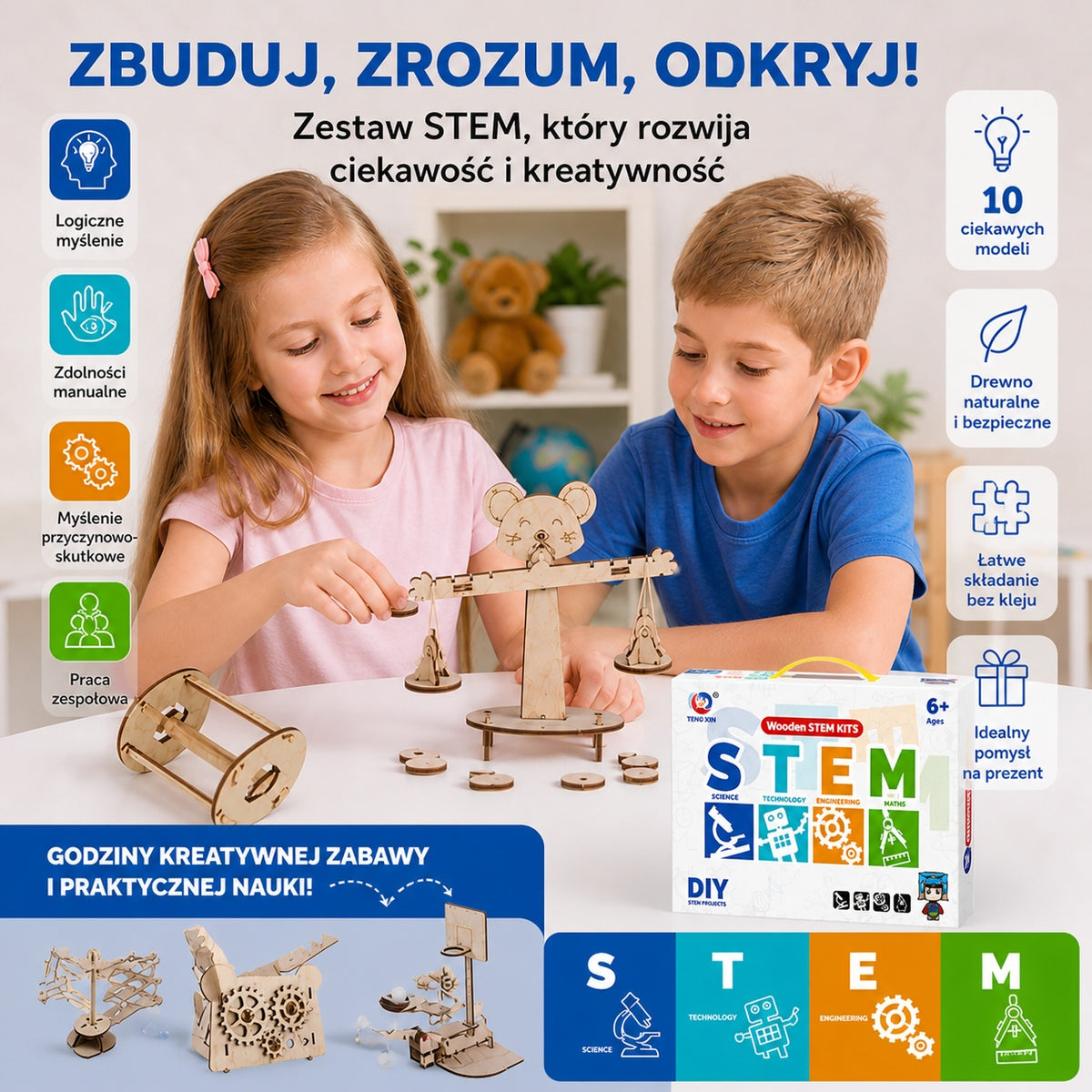 CONSTRUCTION SET STEM 10IN1 EDUCATIONAL BLOCKS MECHANICS GIFT CHILDREN Packaging status original