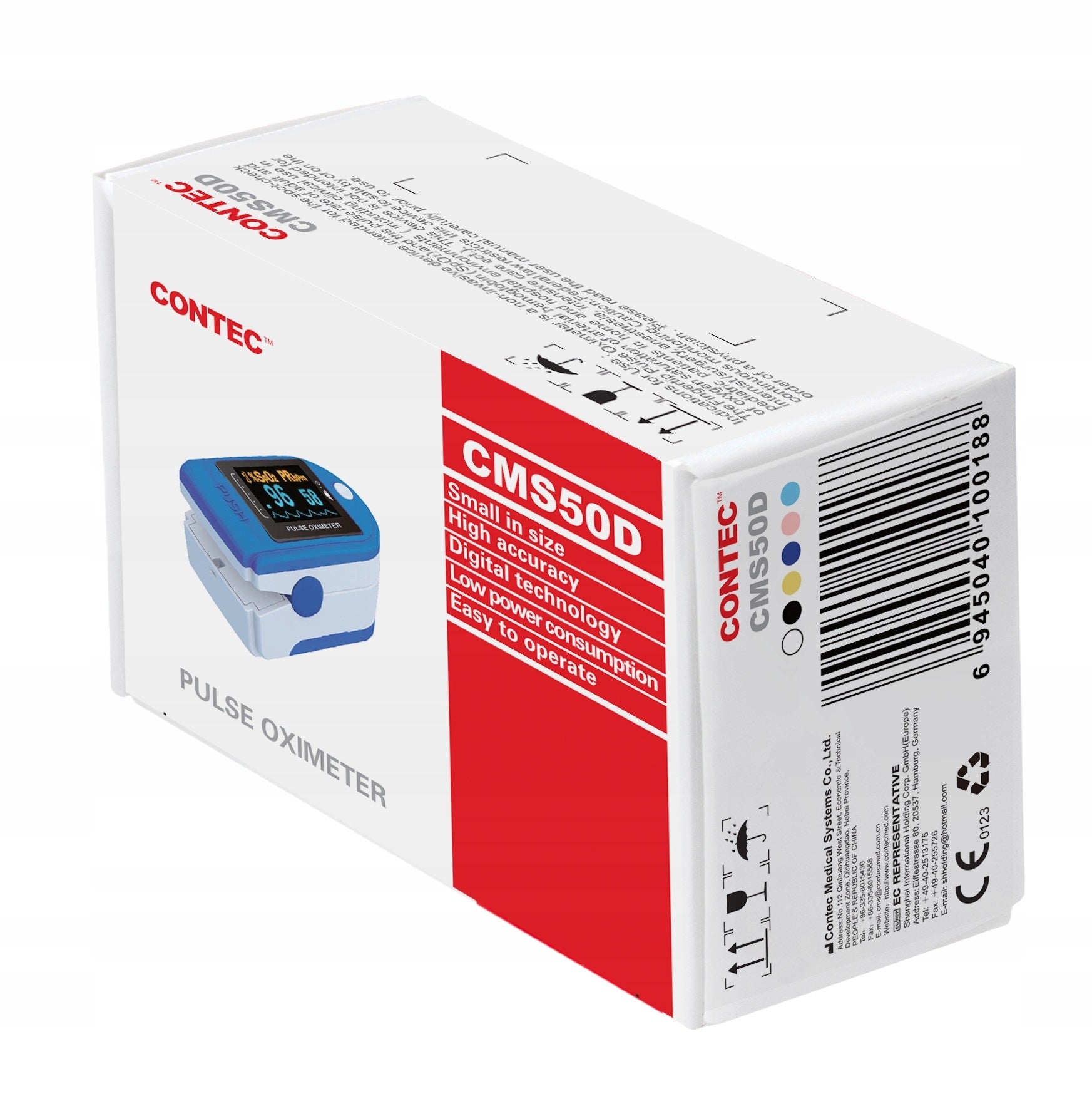 CONTEC CMS50D Finger Pulse Oximeter, Classic CE Certified Model Manufacturer of a medical device Novamed