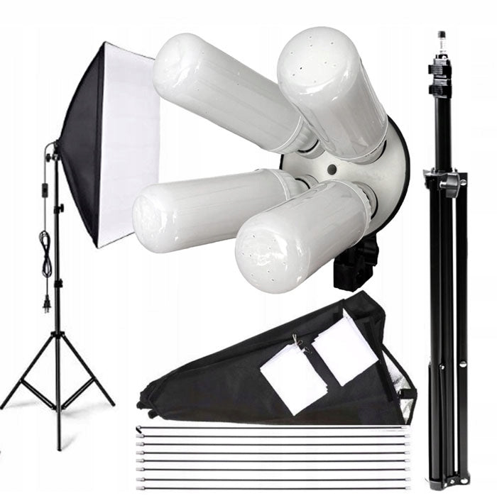 CONTINUOUS LIGHT LAMP FOR 4 BULBS SOFTBOX 50x70 +4x LED 300W 1200 +STAND