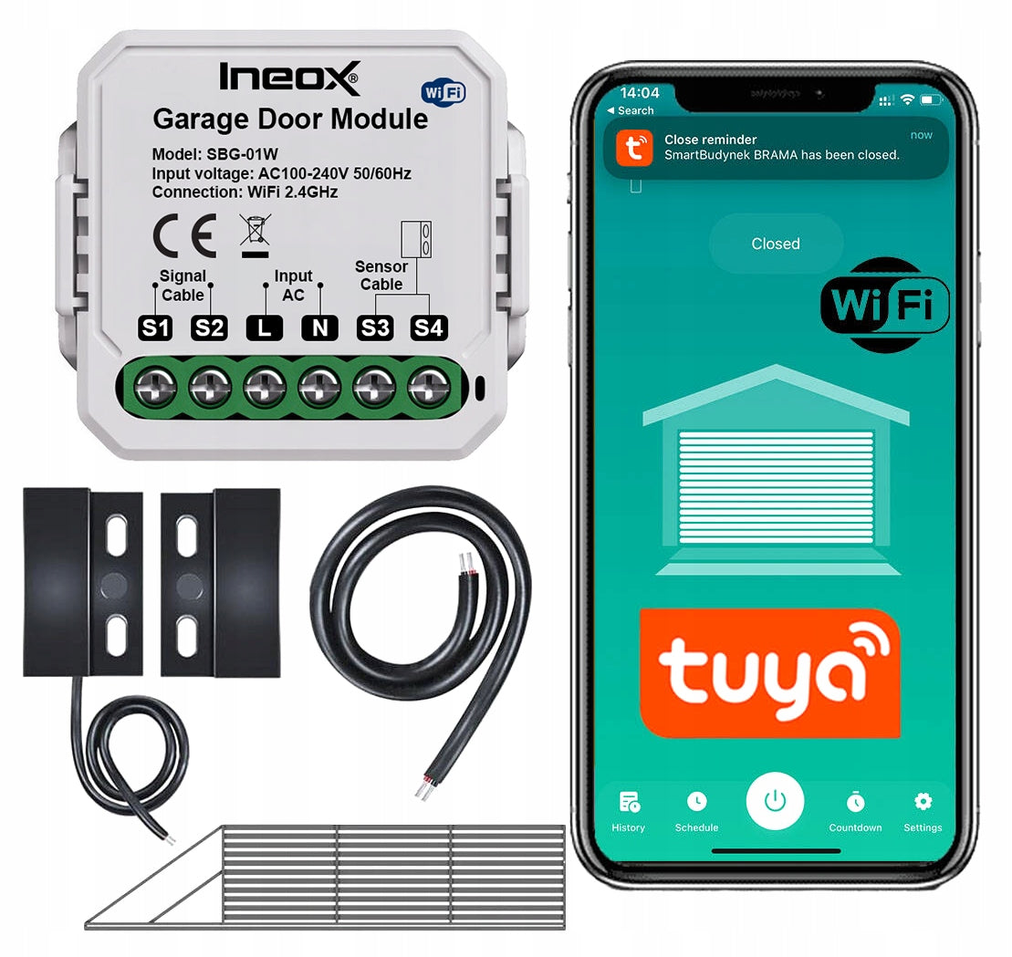CONTROLLER FOR GARAGE ENTRANCE DOOR WIFI RELAY TUYA + SENSORS