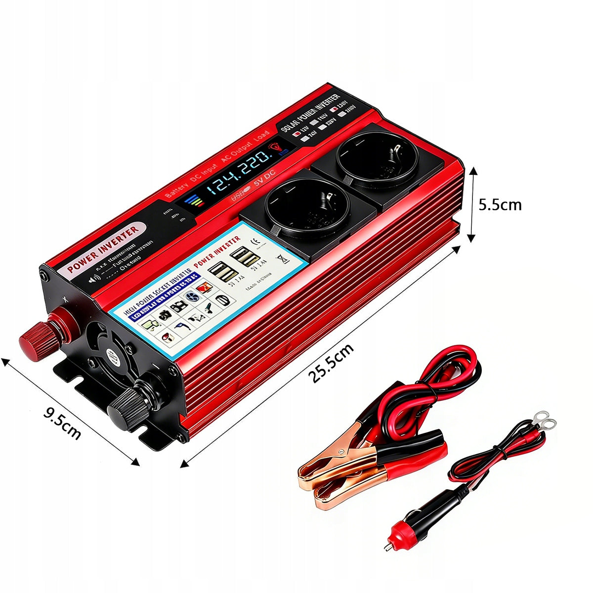 CONVERTER 12V 230V CAR INVERTER 2000W 4x USB Effective power 2000 W