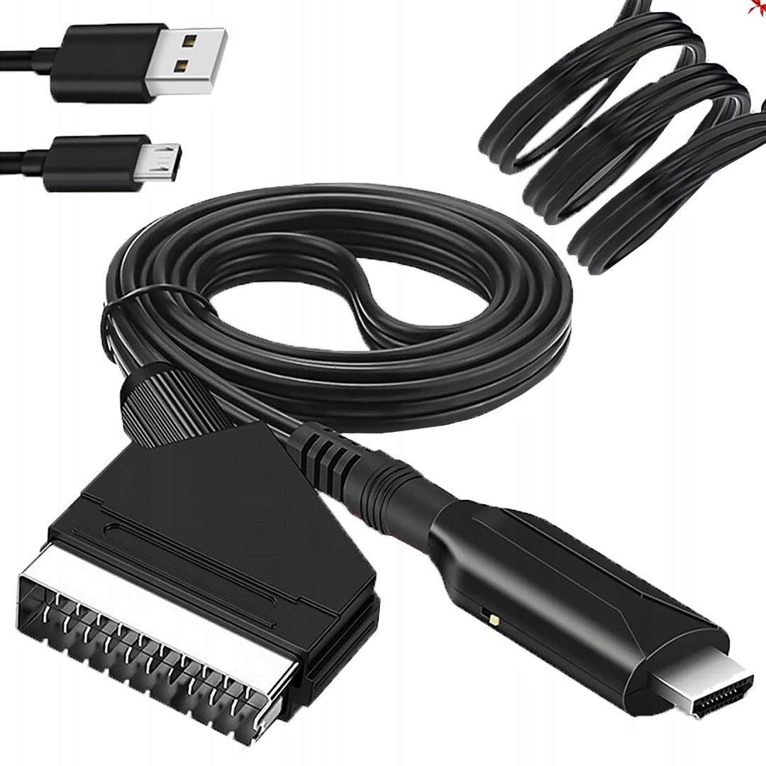 CONVERTER ADAPTER CABLE 1m WITH EURO SCART TO HDMI AV ADAPTER 1080p HD