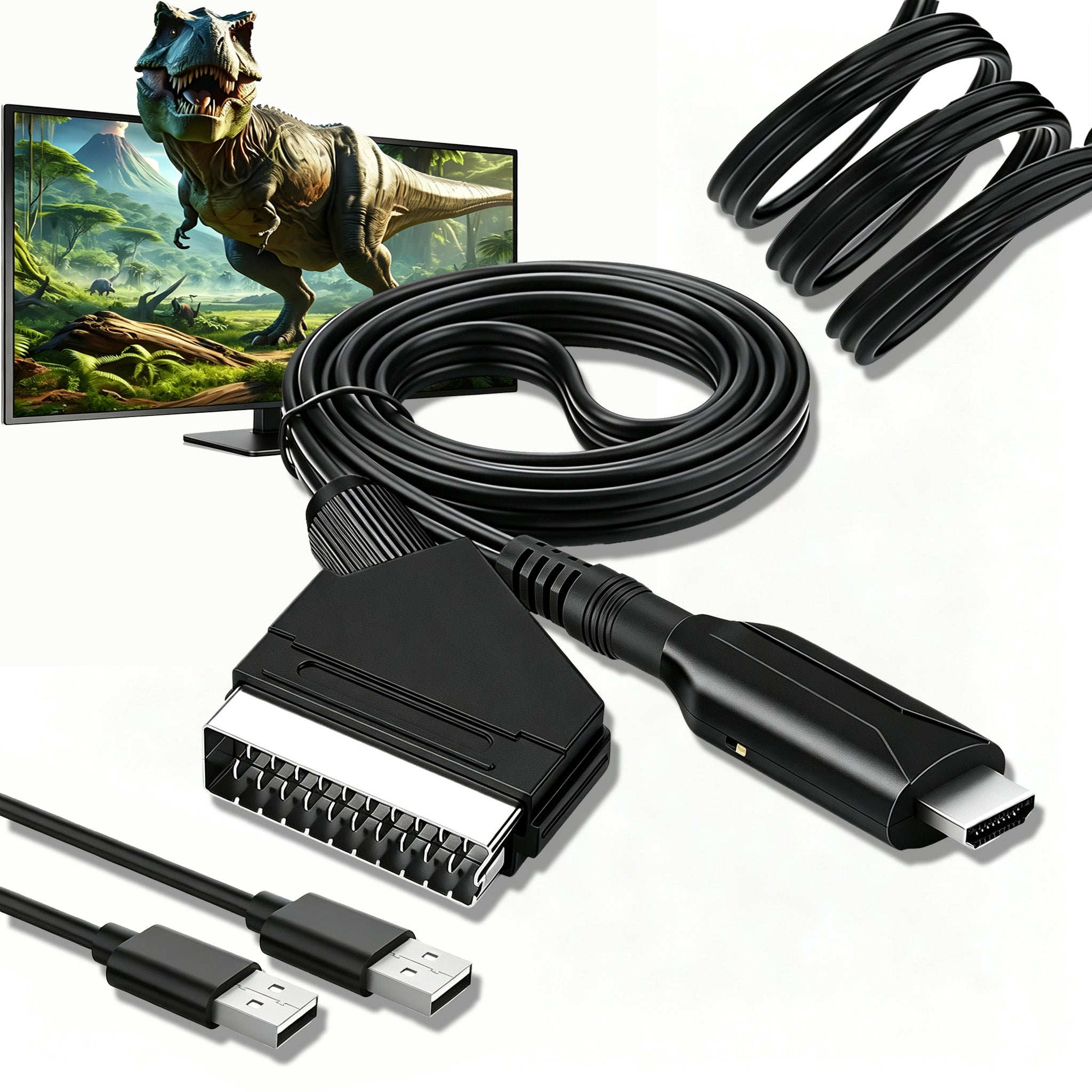 CONVERTER ADAPTER CABLE 1m WITH EURO SCART TO HDMI AV ADAPTER HD 1080p Packaging status original