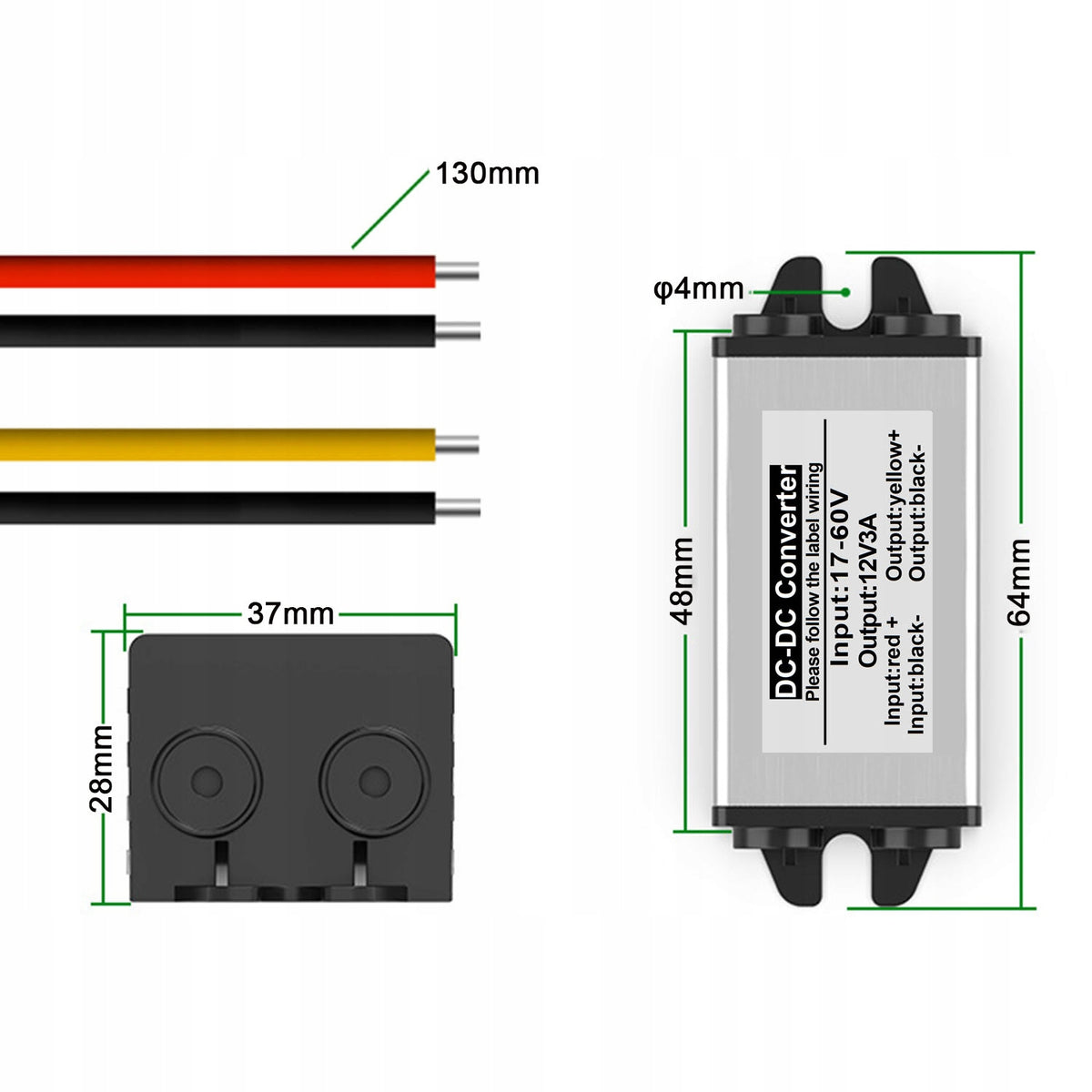 CONVERTER DC-DC 60/48/36/24V TO 12V HIGH PERFORMANCE 96% DC17-60V TO 12V 3A Brand no brand
