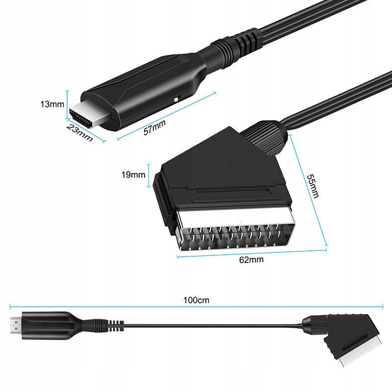CONVERTER EURO SCART TO HDMI 1080P TV ADAPTER USB RETRO GAMING CABLE Manufacturer code 5906379391259