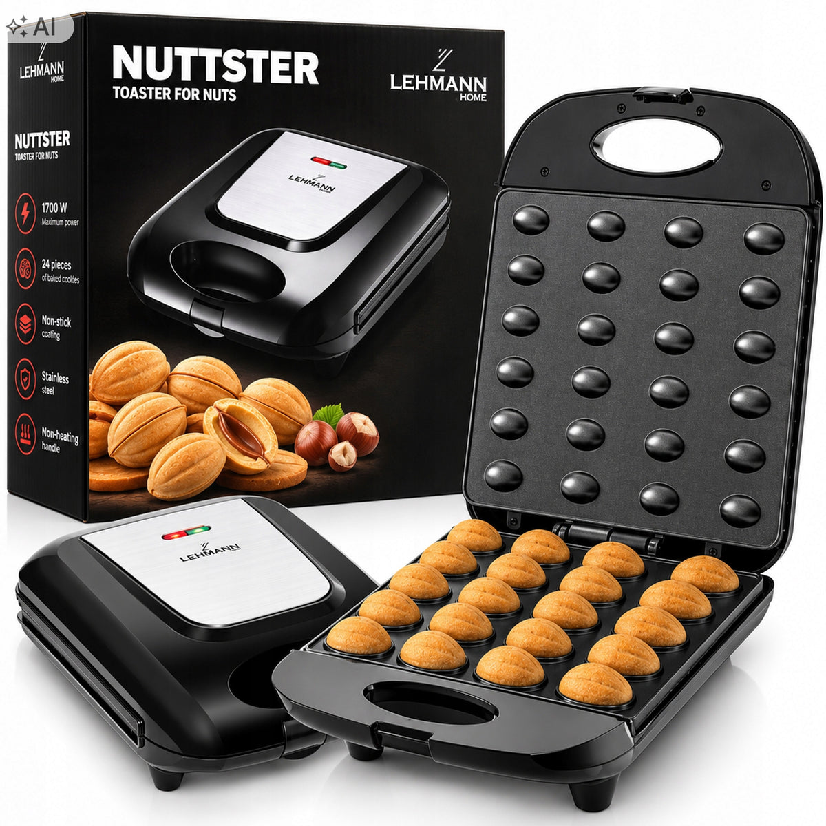 COOKIE PEANUT TOASTER FORM 24 PCS NONSTICK COATING 1700W