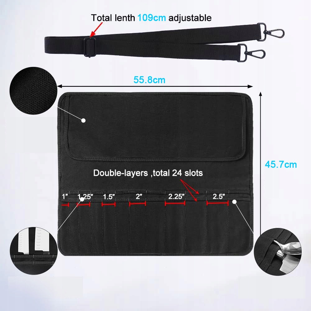 COOKING KNIFE CASE PORTABLE STORAGE BAG TOOL 24 POCKETS. Brand Zgeer