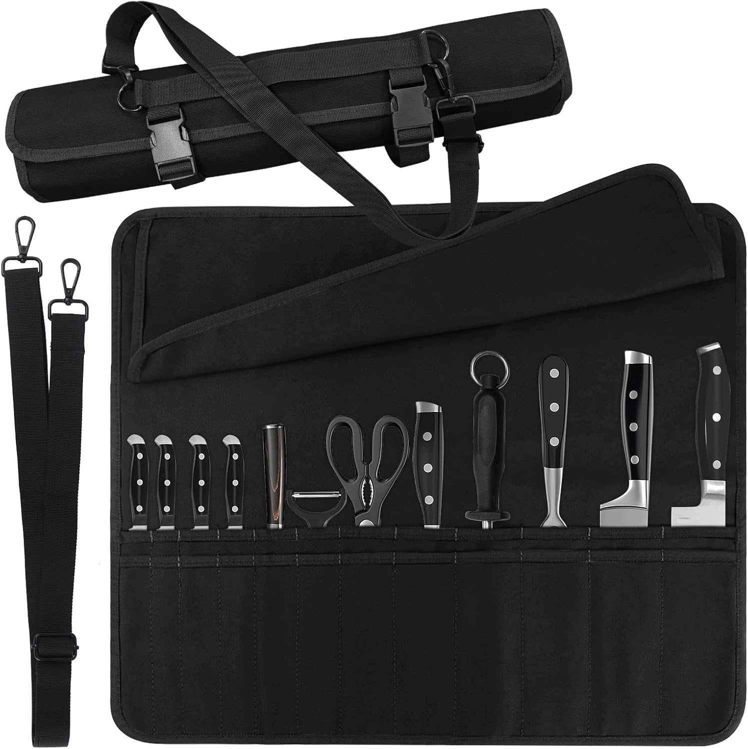 COOKING KNIFE CASE PORTABLE STORAGE BAG TOOL 24 POCKETS.