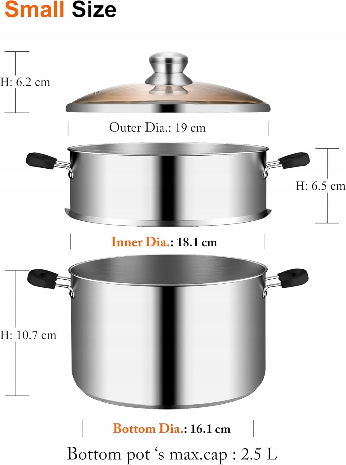 COOKING POT STEAMER 2.5L VENTION 18 cm STAINLESS STEEL Manufacturer code GARNEK DO GOTOWANIA NA PARZE PAROWAR 2L