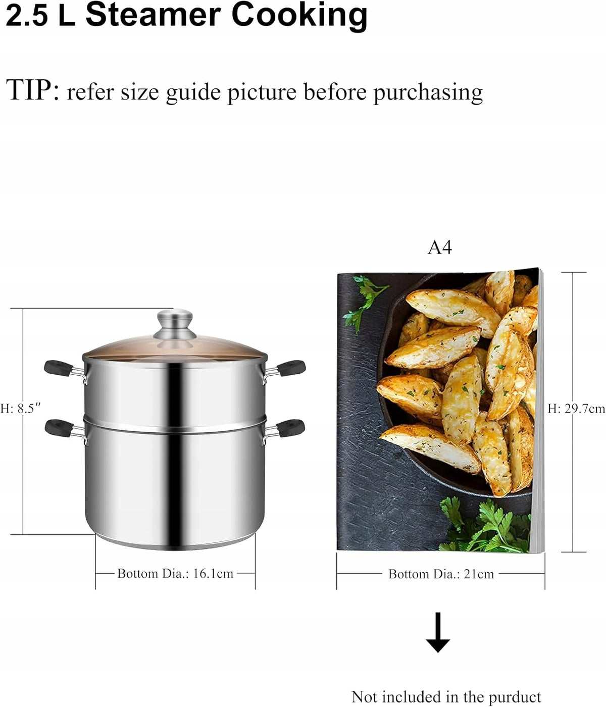 COOKING POT STEAMER 2.5L VENTION 18 cm STAINLESS STEEL Packaging status original