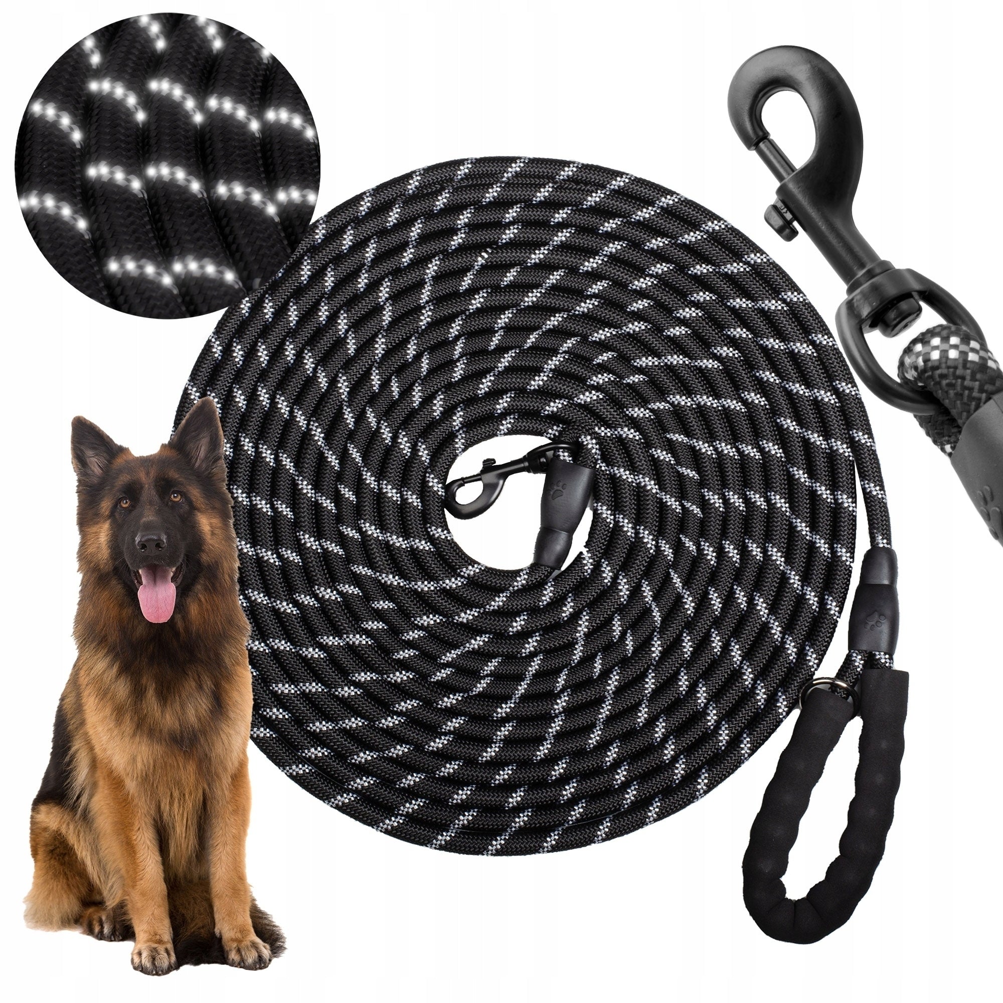 CORD DOG TRAINING LEASH STRONG LONG THICK 9M REFLECTIVE DURABLE