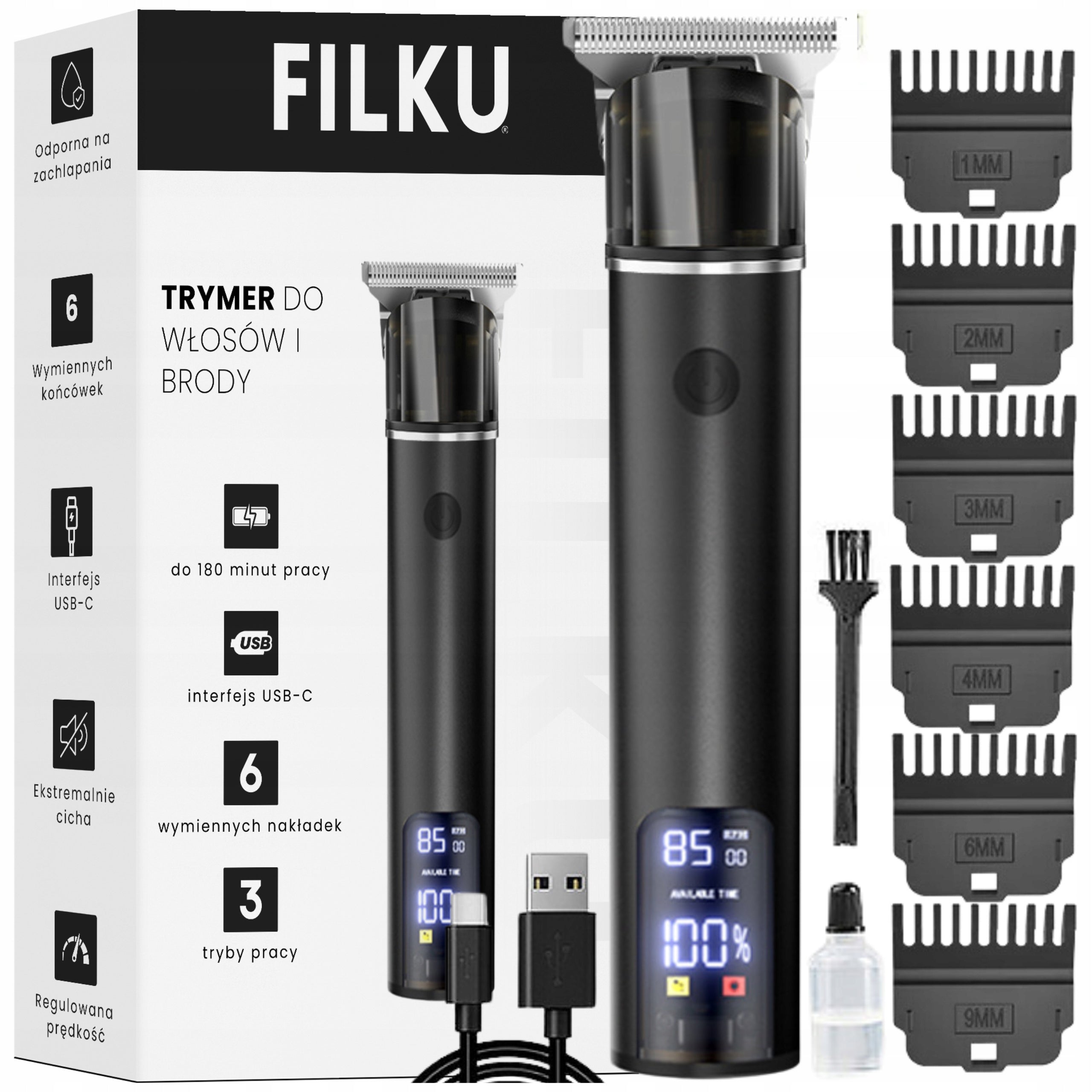 CORDLESS BEARD TRIMMER HAIR CLIPPER AND SHAVER FILKU