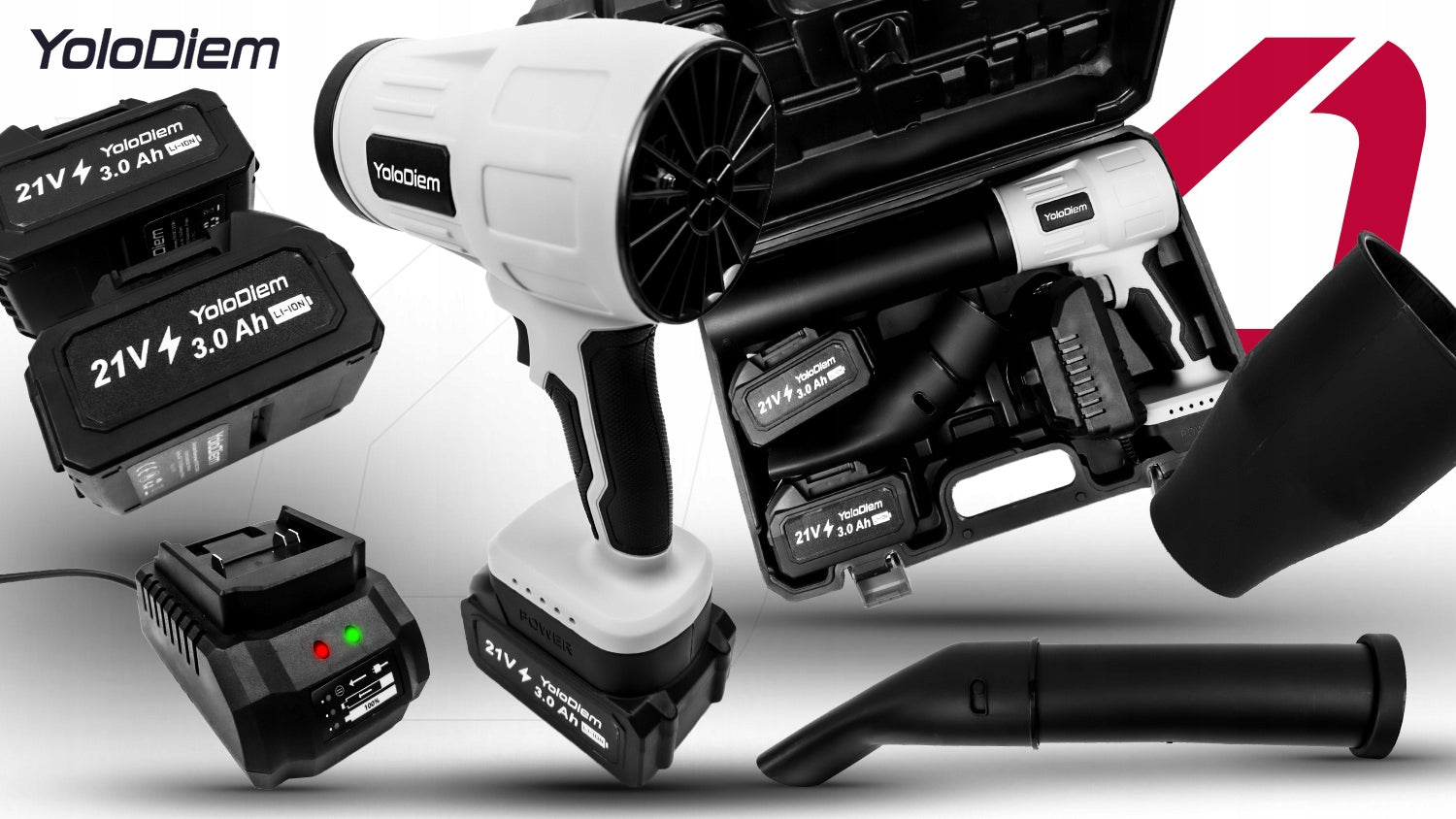 CORDLESS BLOWER 2xAKU 21V Turbo 235km/h Electric Manual SET Output 13 m3/min