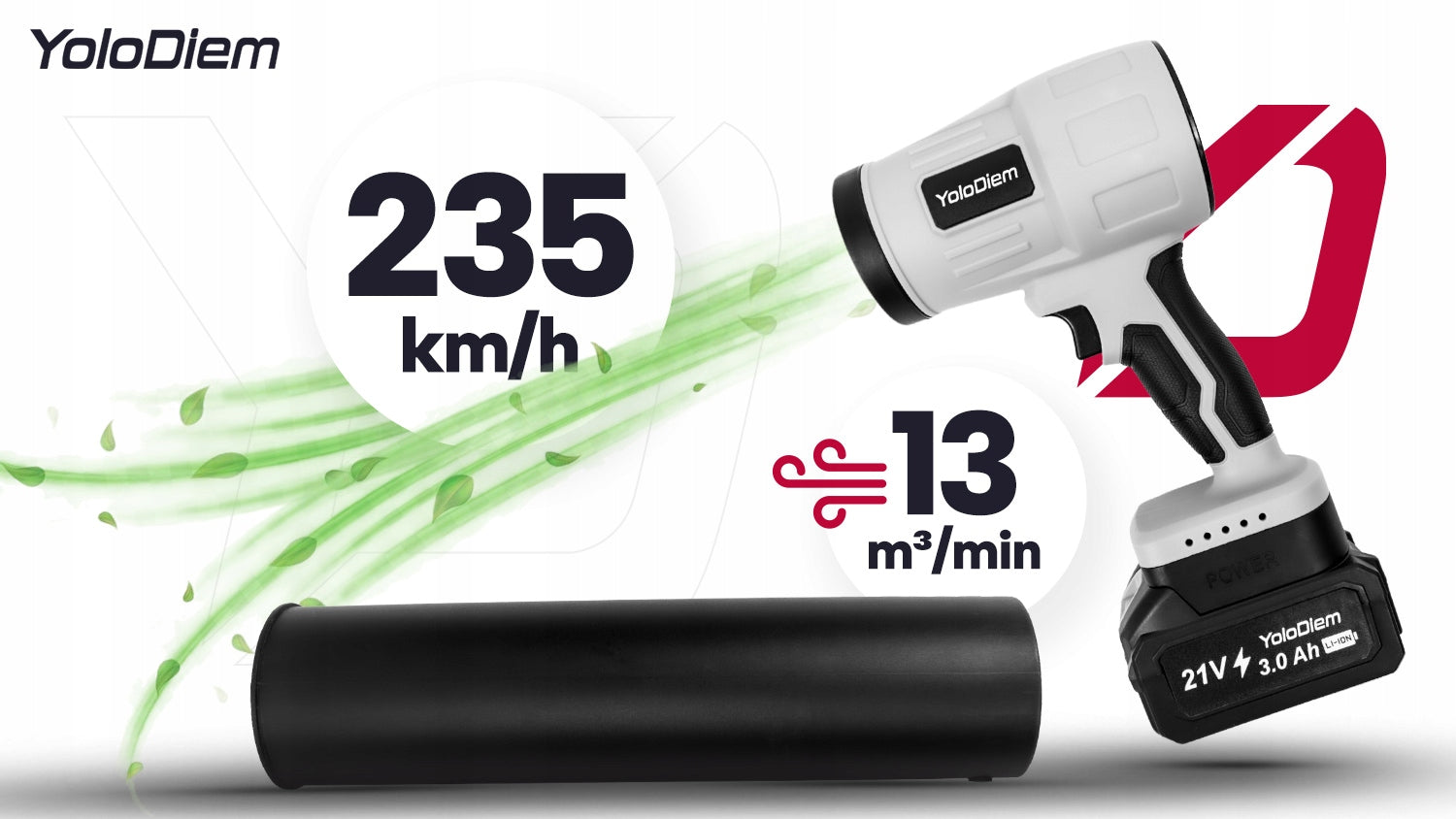 CORDLESS BLOWER 2xAKU 21V Turbo 235km/h Electric Manual SET Packaging status original