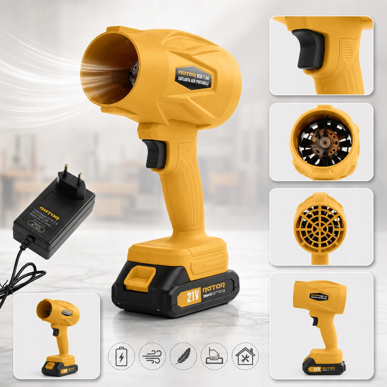 CORDLESS BLOWER ROTOR RCB-1.5A FOR LEAVES AND DUST 21V LIGHT STRONG Packaging status original