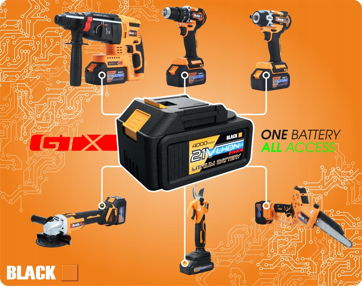 CORDLESS BRUSHLESS BLOWER BLACK 21V - 2x BATTERY Tool weight 1.8 kg