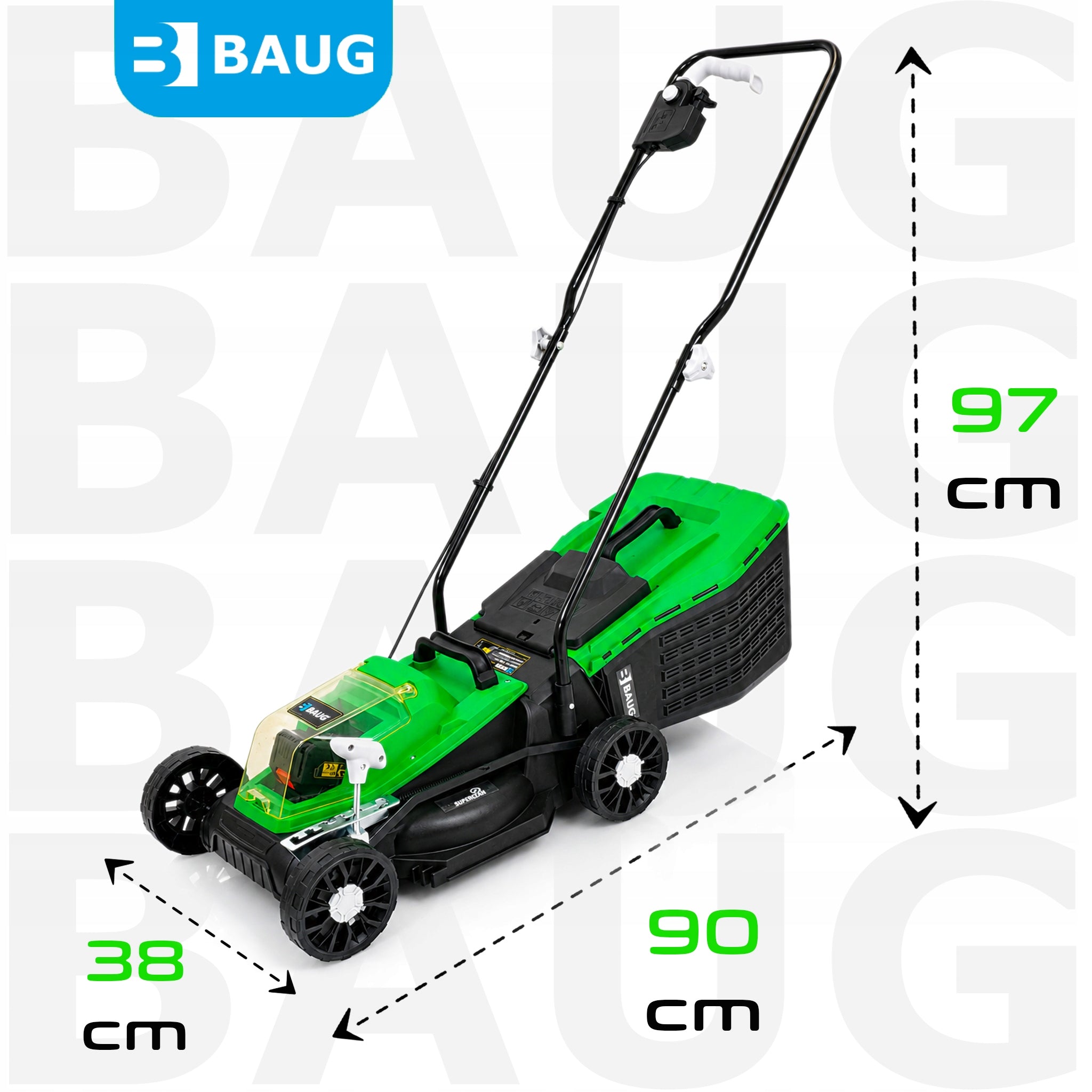 CORDLESS BRUSHLESS LAWN MOWER 2x AKU 4.0AH SOLID STRONG Manufacturer code B4360 KOSIARKA AKUMULATOROWA DO TRAWY BAUG