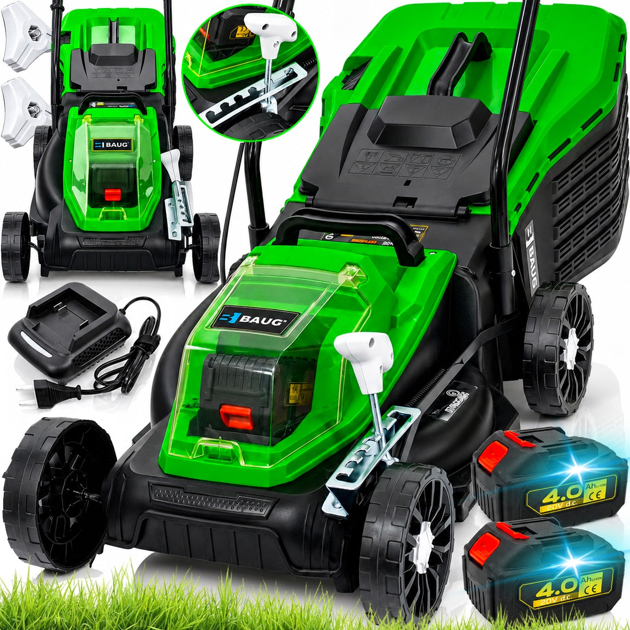 CORDLESS BRUSHLESS LAWN MOWER 2x AKU 4.0AH SOLID STRONG