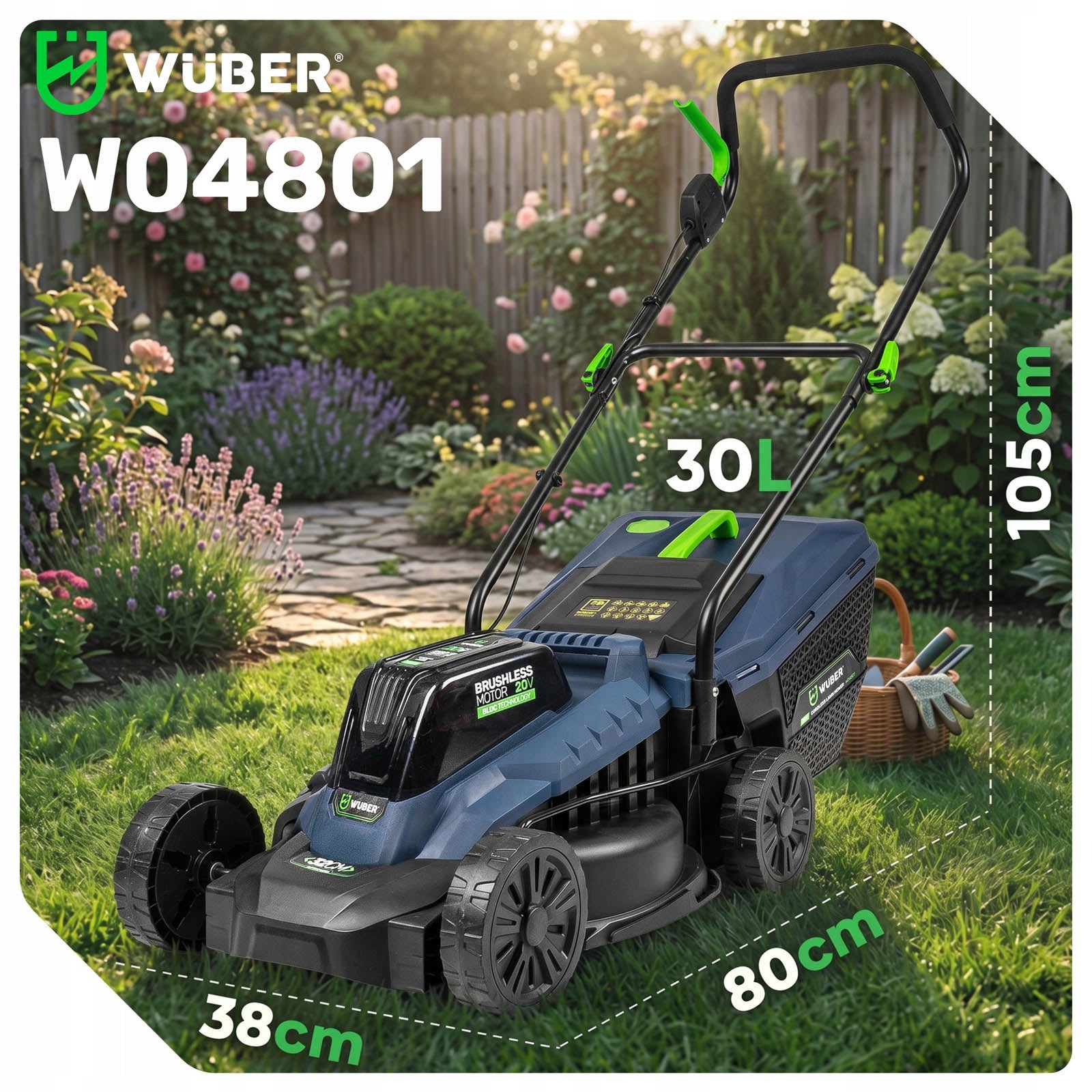 CORDLESS BRUSHLESS LAWN MOWER AKU 6.0AH SOLID STRONG WUBER Manufacturer code W04801