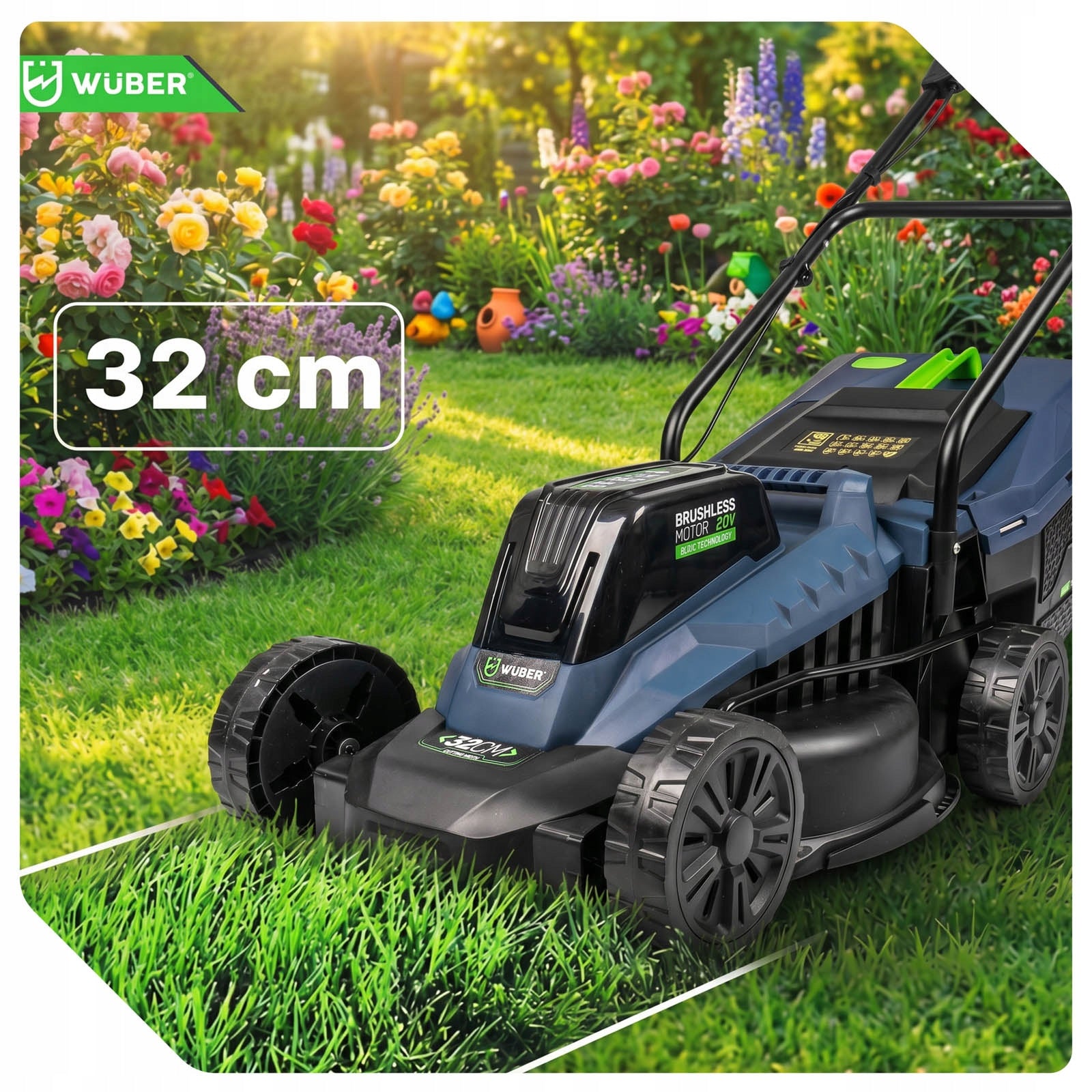 CORDLESS BRUSHLESS LAWN MOWER AKU 6.0AH SOLID STRONG WUBER Packaging status original