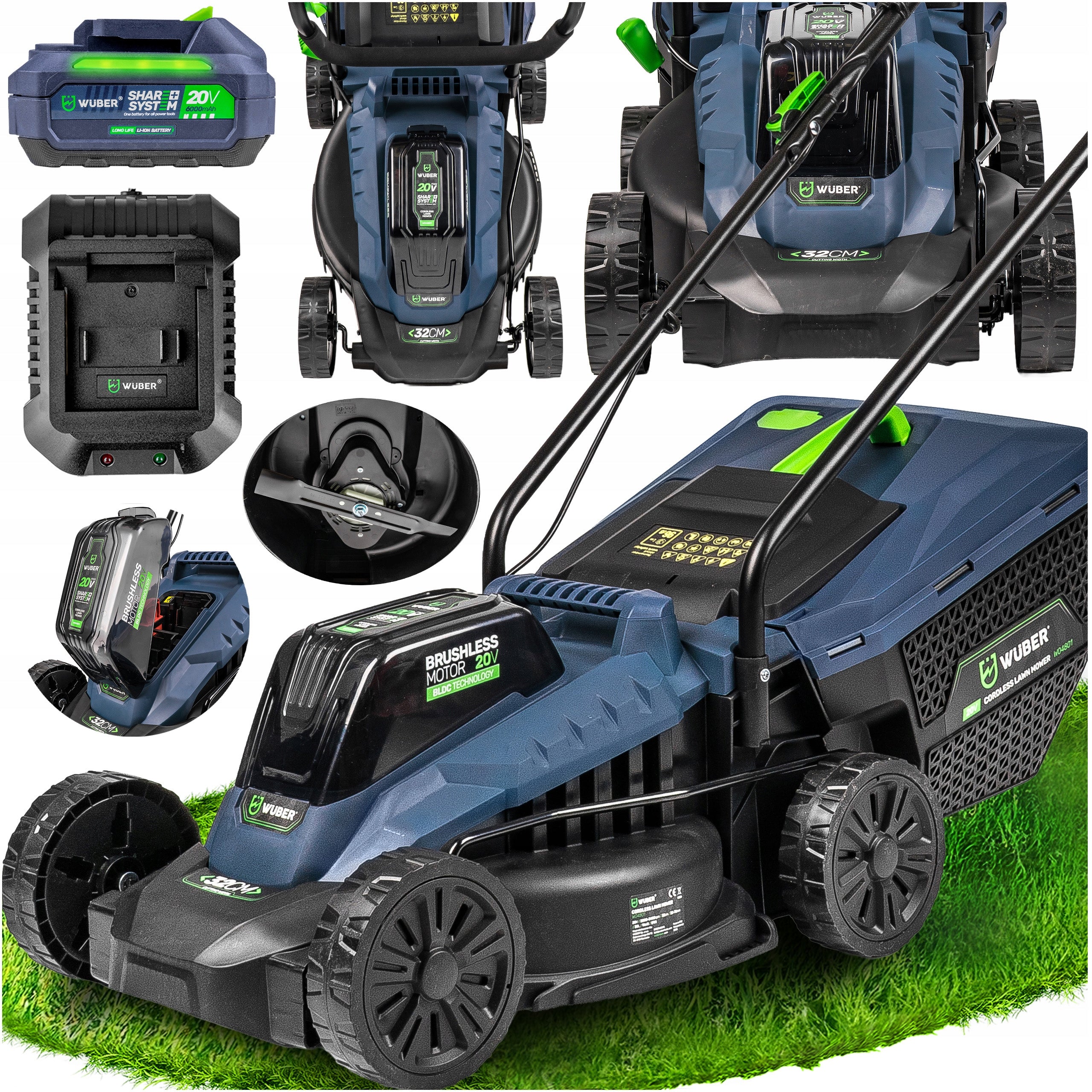 CORDLESS BRUSHLESS LAWN MOWER AKU 6.0AH SOLID STRONG WUBER